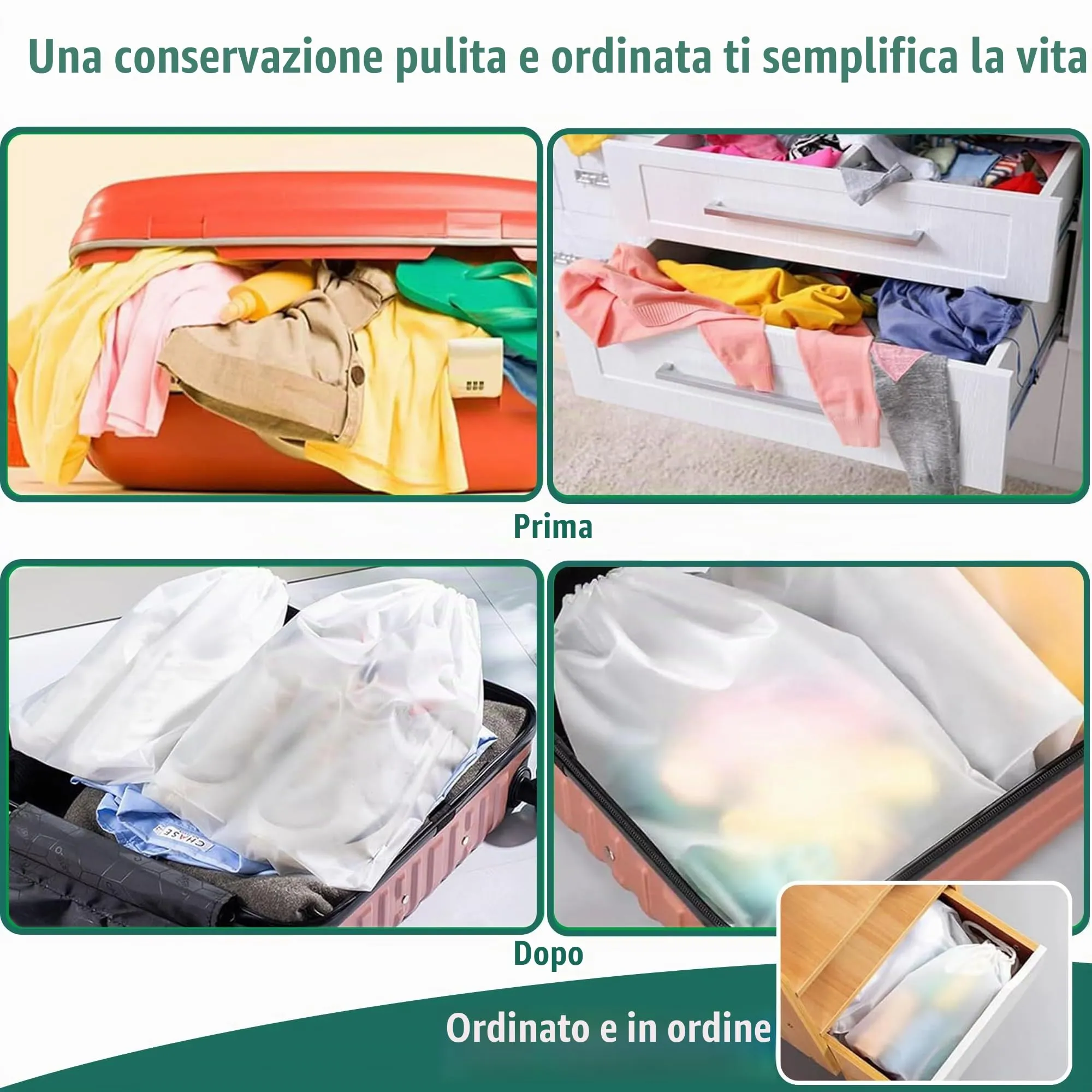 Dantolo Borsa Porta Scarpe da Viaggio Impermeabile e Antipolvere con Coulisse, 40x30cm, 15 Pezzi - immagine 5