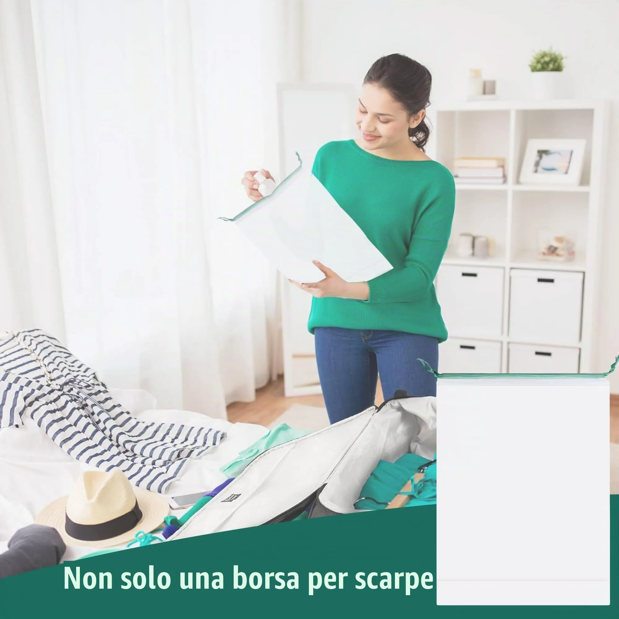 Dantolo Borsa Porta Scarpe da Viaggio Impermeabile e Antipolvere con Coulisse, 40x30cm, 15 Pezzi - immagine 6