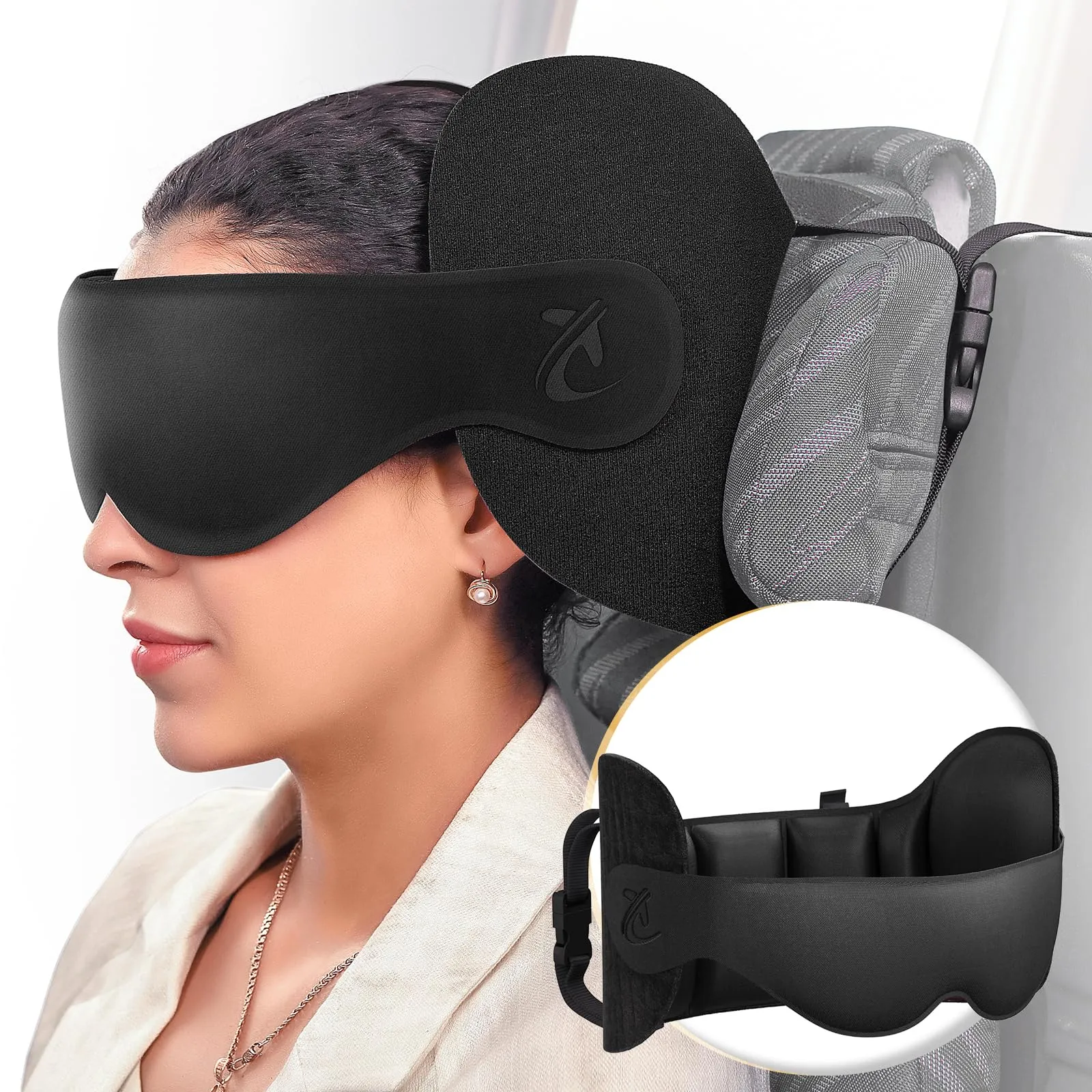 Bonairest Cuscino da Viaggio e da Collo per Aereo, Premium, Nero - immagine 1