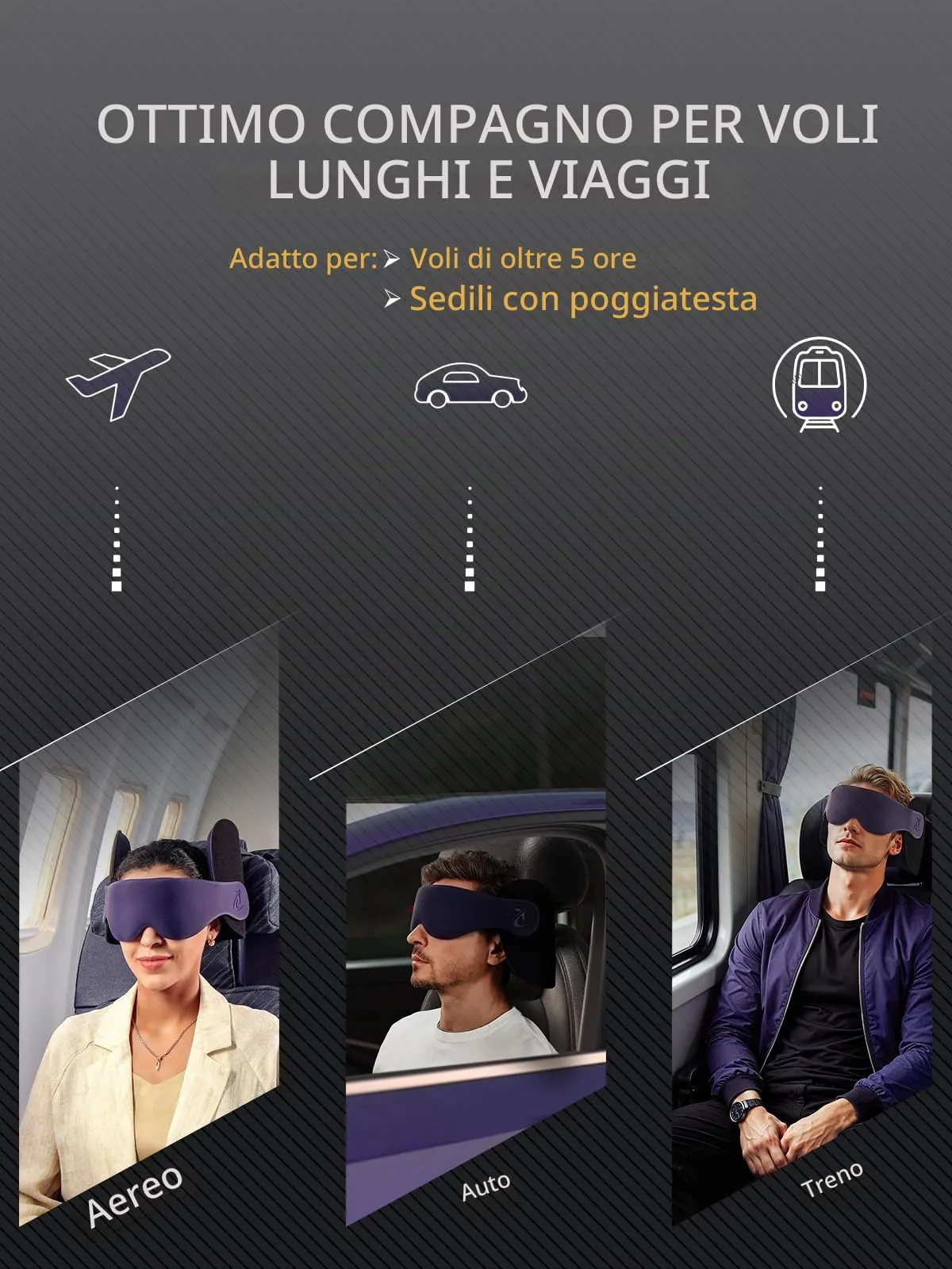 Bonairest Cuscino da Viaggio e da Collo per Aereo, Premium, Nero - immagine 5