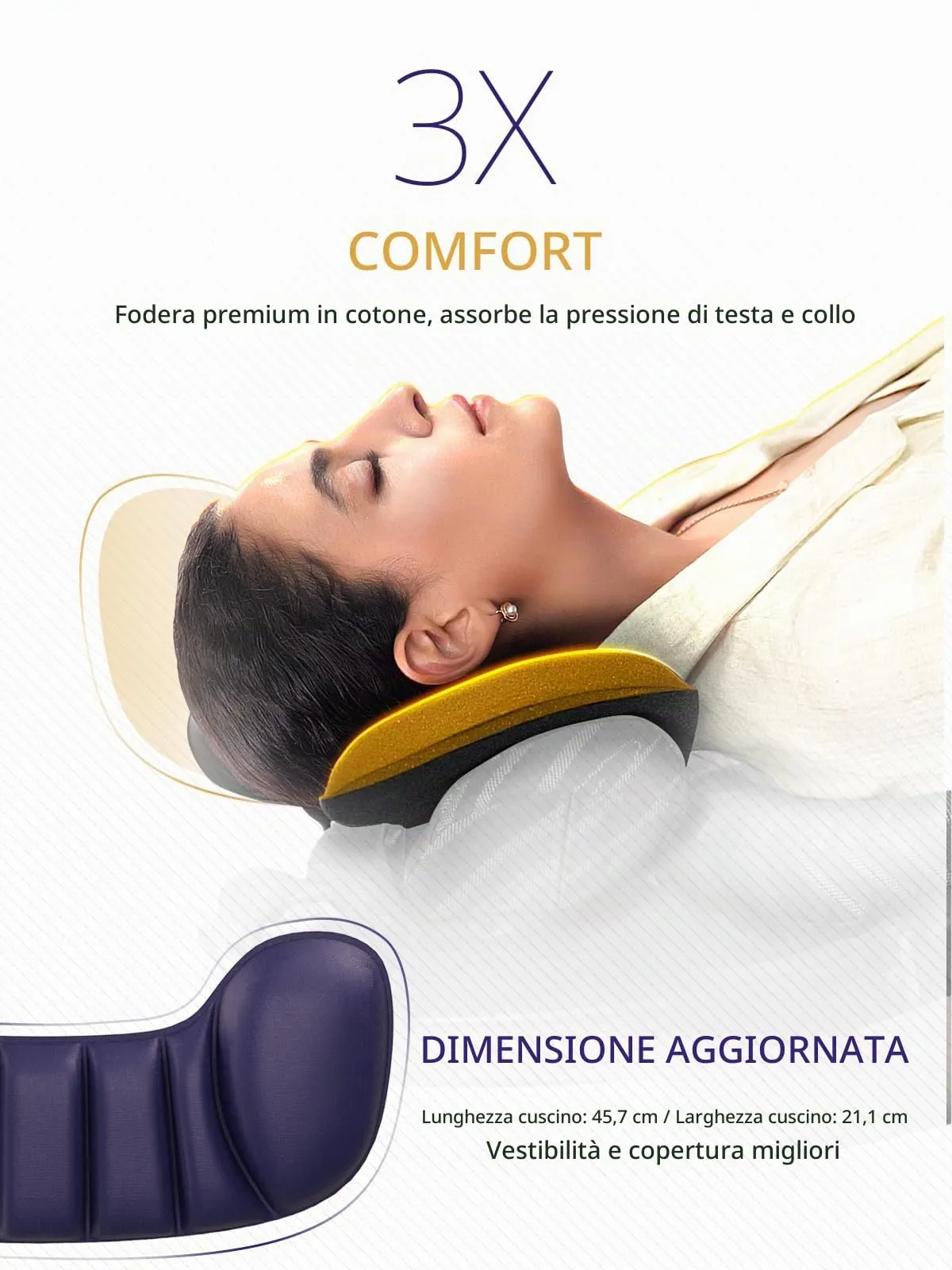 Bonairest Cuscino da Viaggio per Collo in Memory Foam con Mascherina 3D, Viola - immagine 5