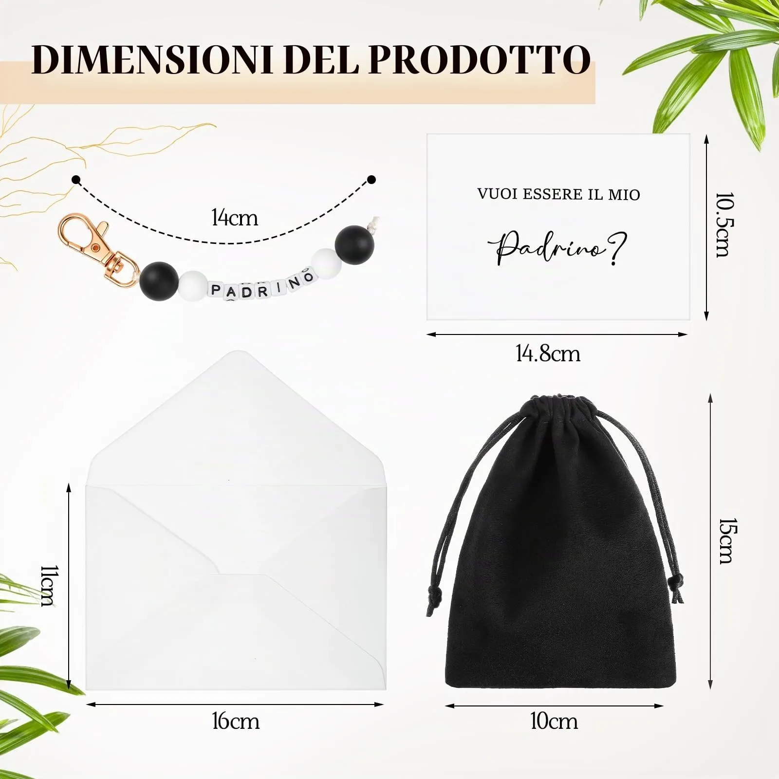 Hestya Portachiavi Vuoi Essere il Mio Padrino Set Regalo per Battesimo - immagine 2