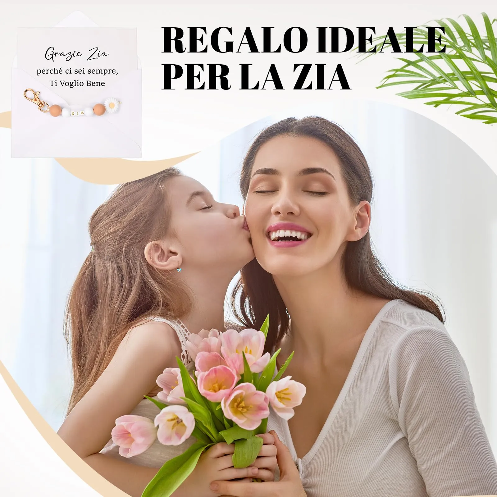 Hestya Portachiavi con Scheda di Annuncio e Busta per Madrina Padrino Zia Nonna - immagine 5