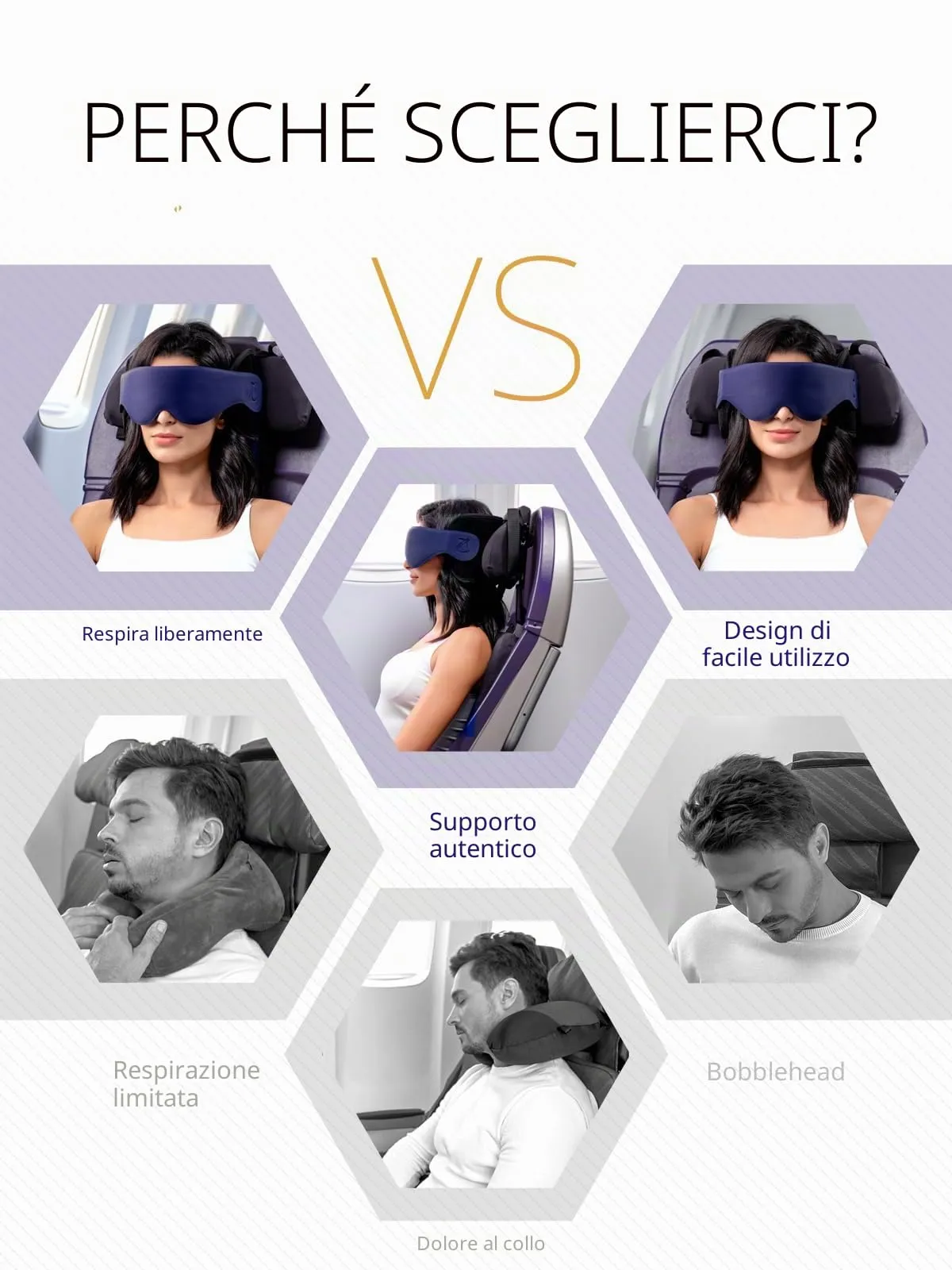 Bonairest Cuscino da Viaggio B02 con Mascherina 3D per Dormire - immagine 3