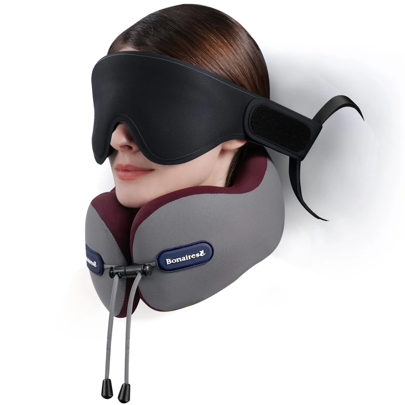 Bonairest Cuscino da Viaggio per Aereo con Mascherina e Fascia di Supporto - immagine 1