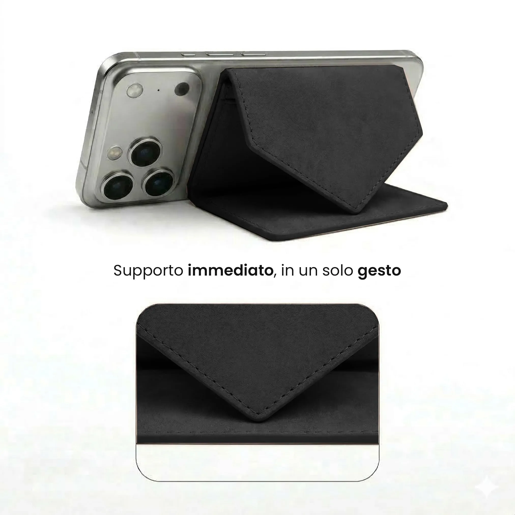 TECHMADE Portafoglio MagSafe con Adattatore Magnetico, Tripla Tasca per 6 Carte e Banconote, Blocco RFID, Nero - immagine 9
