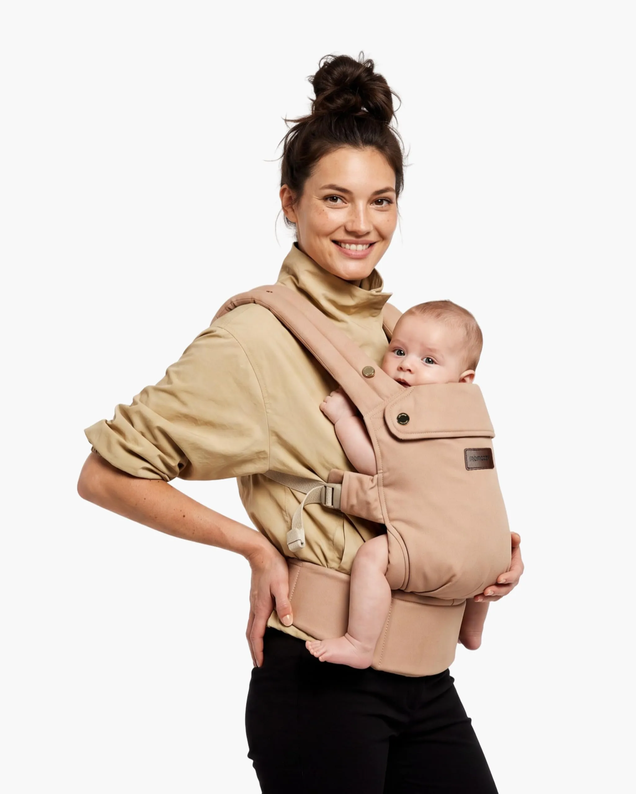 Momcozy Marsupio Neonato Ergonomico 3,2-15 kg, Marrone Chiaro - immagine 1