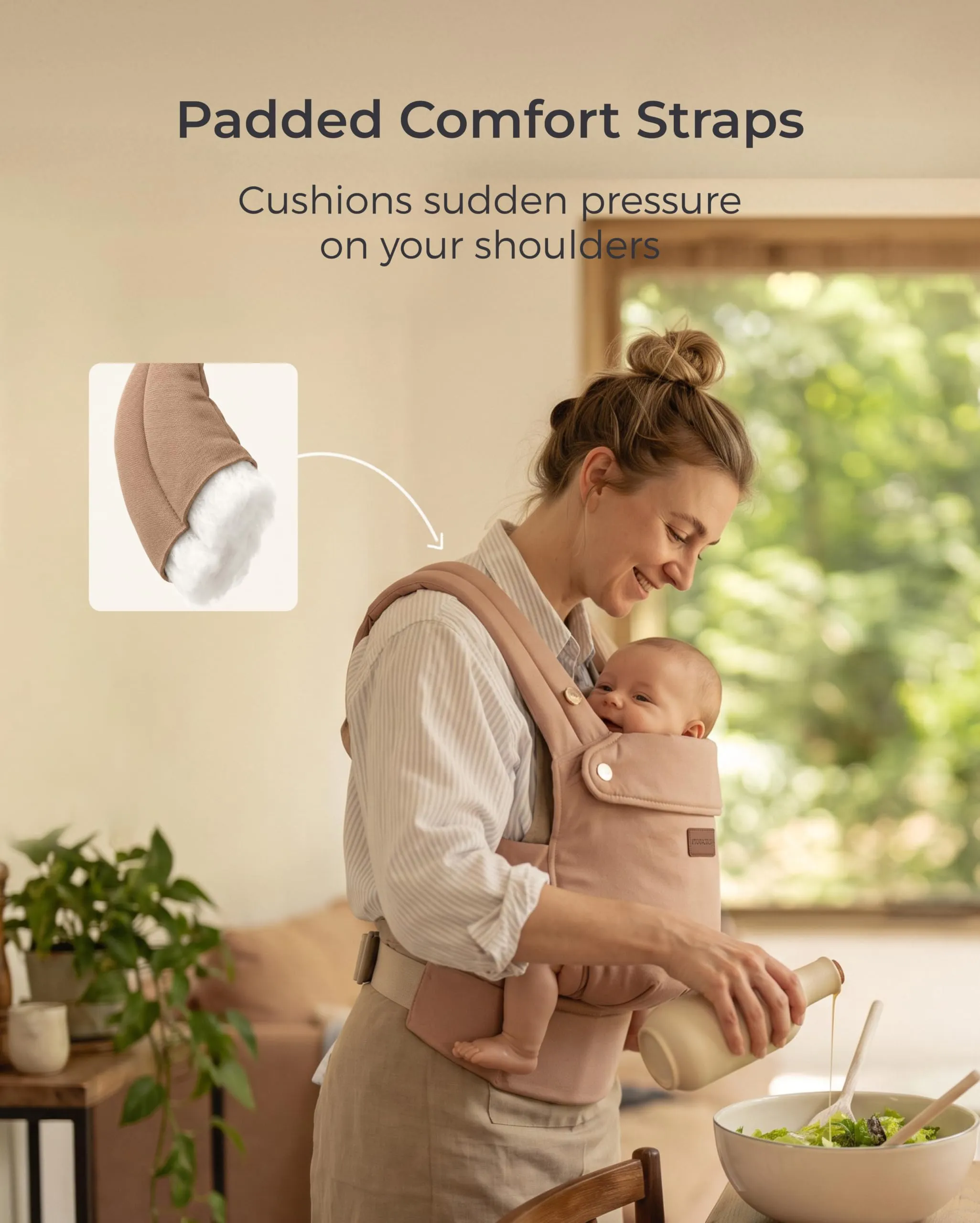 Momcozy Marsupio Neonato Ergonomico 3,2-15 kg, Marrone Chiaro - immagine 6