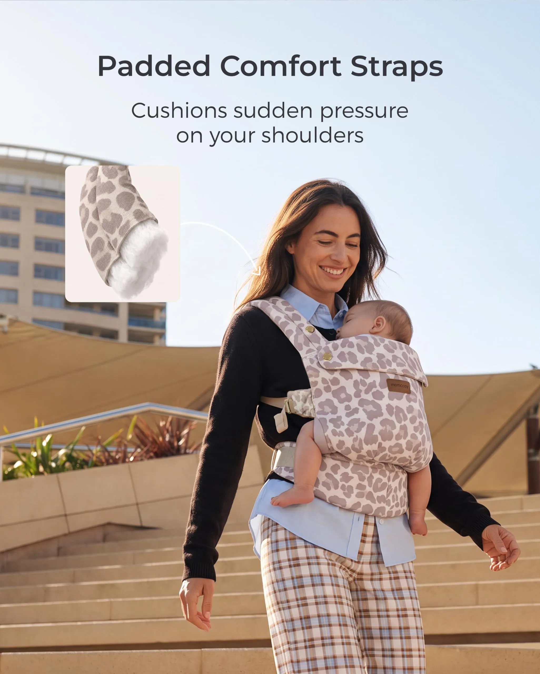 Momcozy Marsupio Neonato Ergonomico 3,2-15 kg, Leopardato Rosa - immagine 7