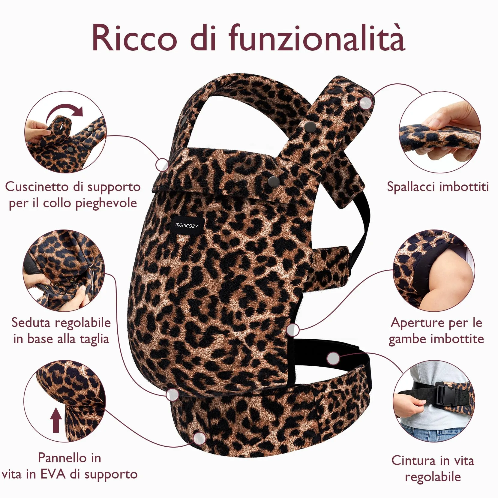 Momcozy Marsupio in Cotone Leopardato - immagine 2
