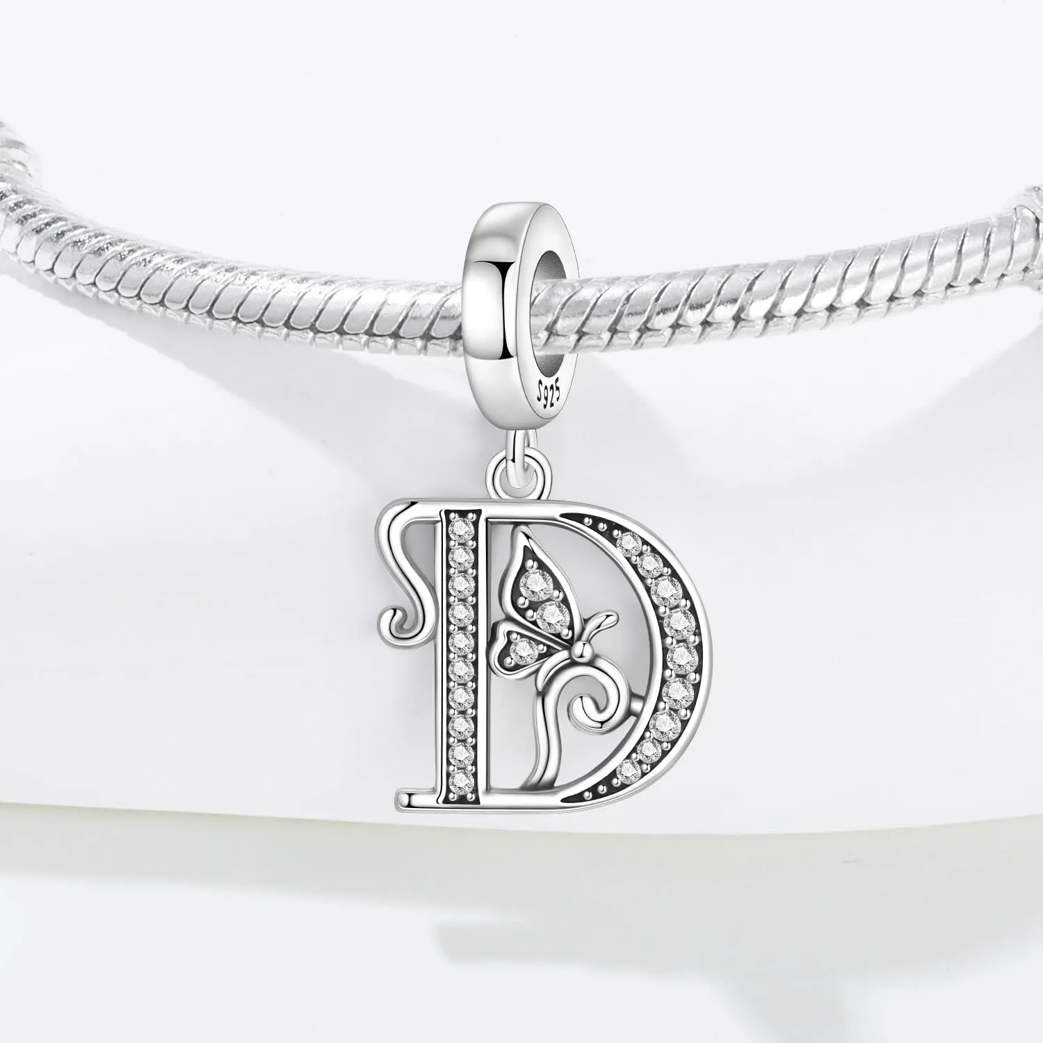 PANPOKI Ciondoli a forma di lettera in argento sterling S925 con zirconi per bracciali e collane europei - immagine 5