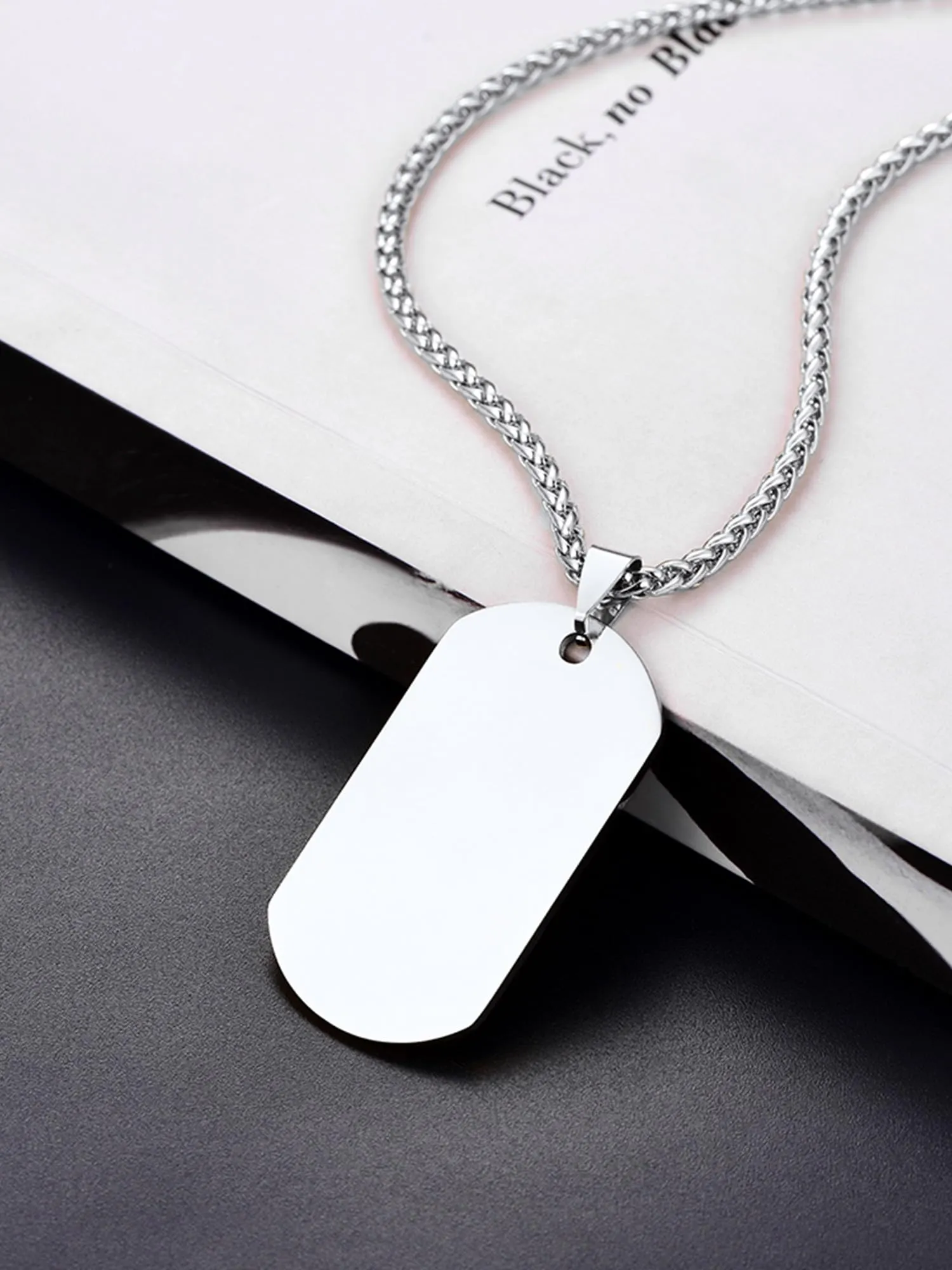 PROSTEEL Collana Militare Dog Tag in Acciaio Inossidabile, Catena Regolabile 55-60 cm, Unisex, Argento - immagine 9