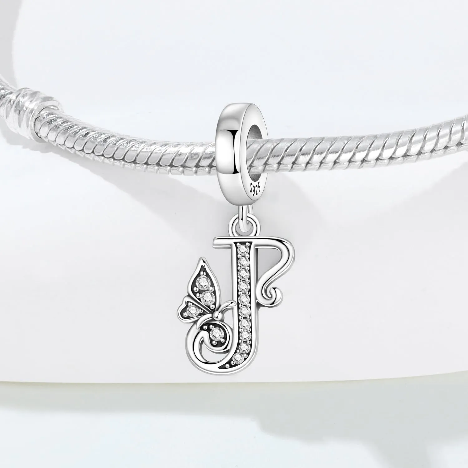 PANPOKI Ciondoli a Forma di Lettera in Argento Sterling S925 e Zirconia per Bracciali e Collane Europei - immagine 4