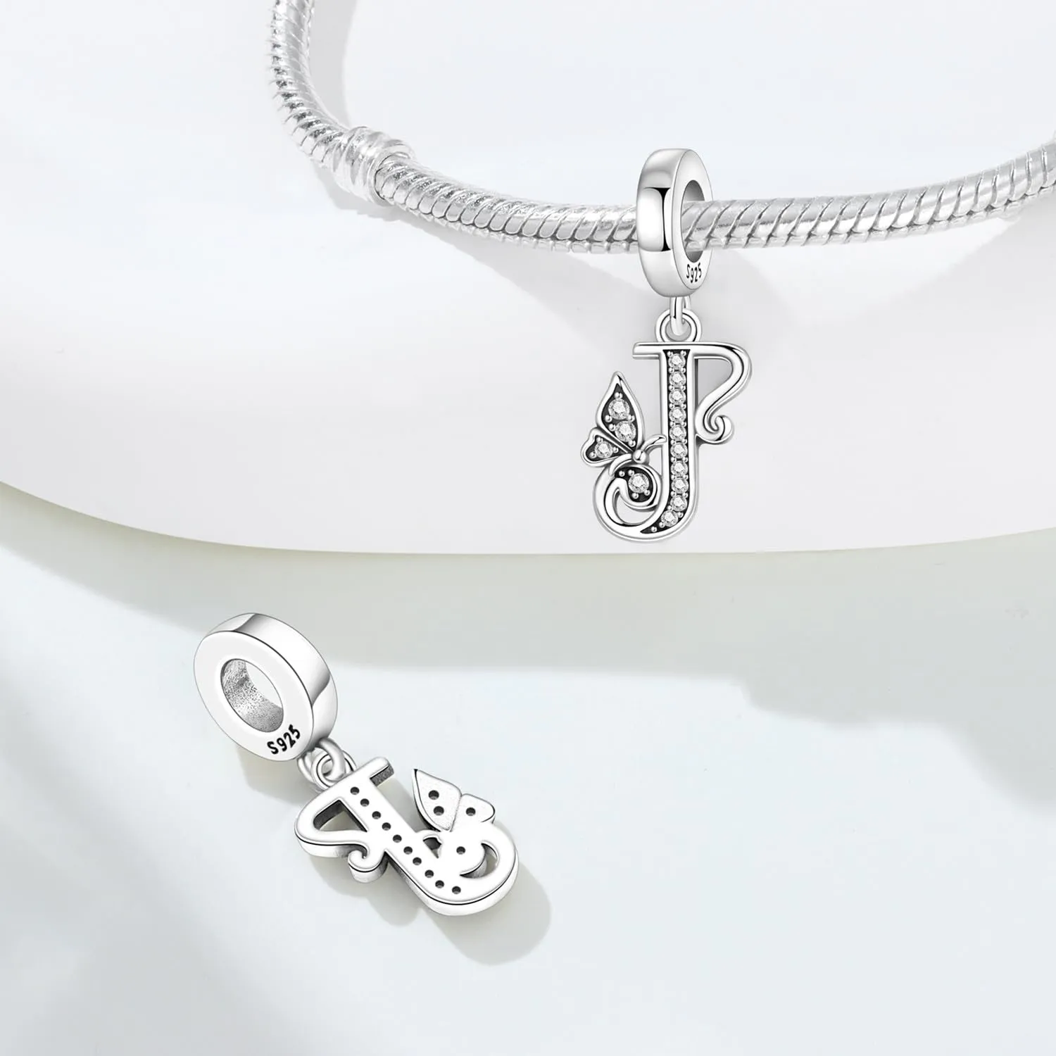 PANPOKI Ciondoli a Forma di Lettera in Argento Sterling S925 e Zirconia per Bracciali e Collane Europei - immagine 6