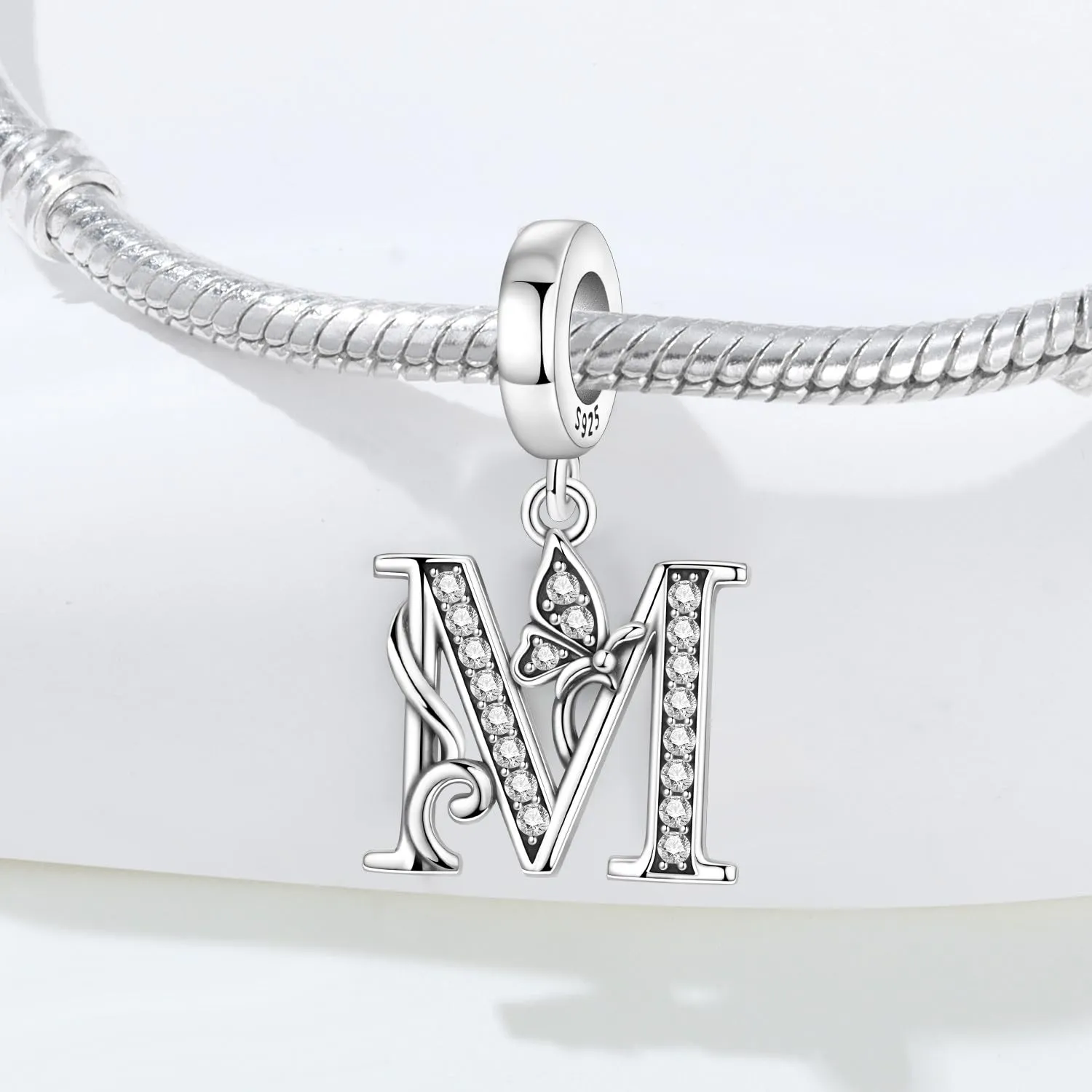 PANPOKI Ciondoli a Forma di Lettera in Argento Sterling S925 e Zirconia per Bracciali e Collane Europei - immagine 5
