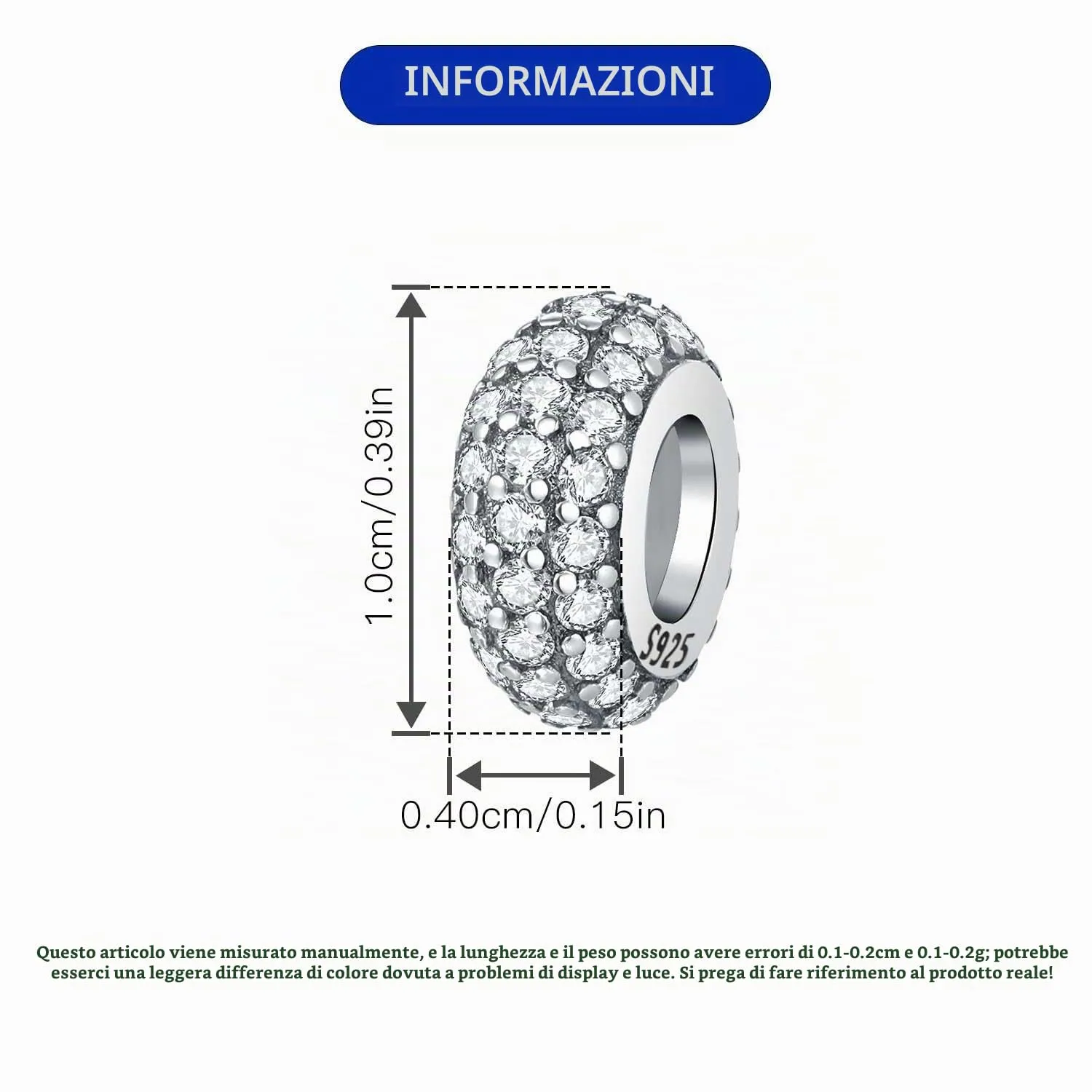 PANPOKI Ciondoli a Forma di Lettera in Argento S925 e Zirconia per Bracciali e Collane Europei - immagine 3