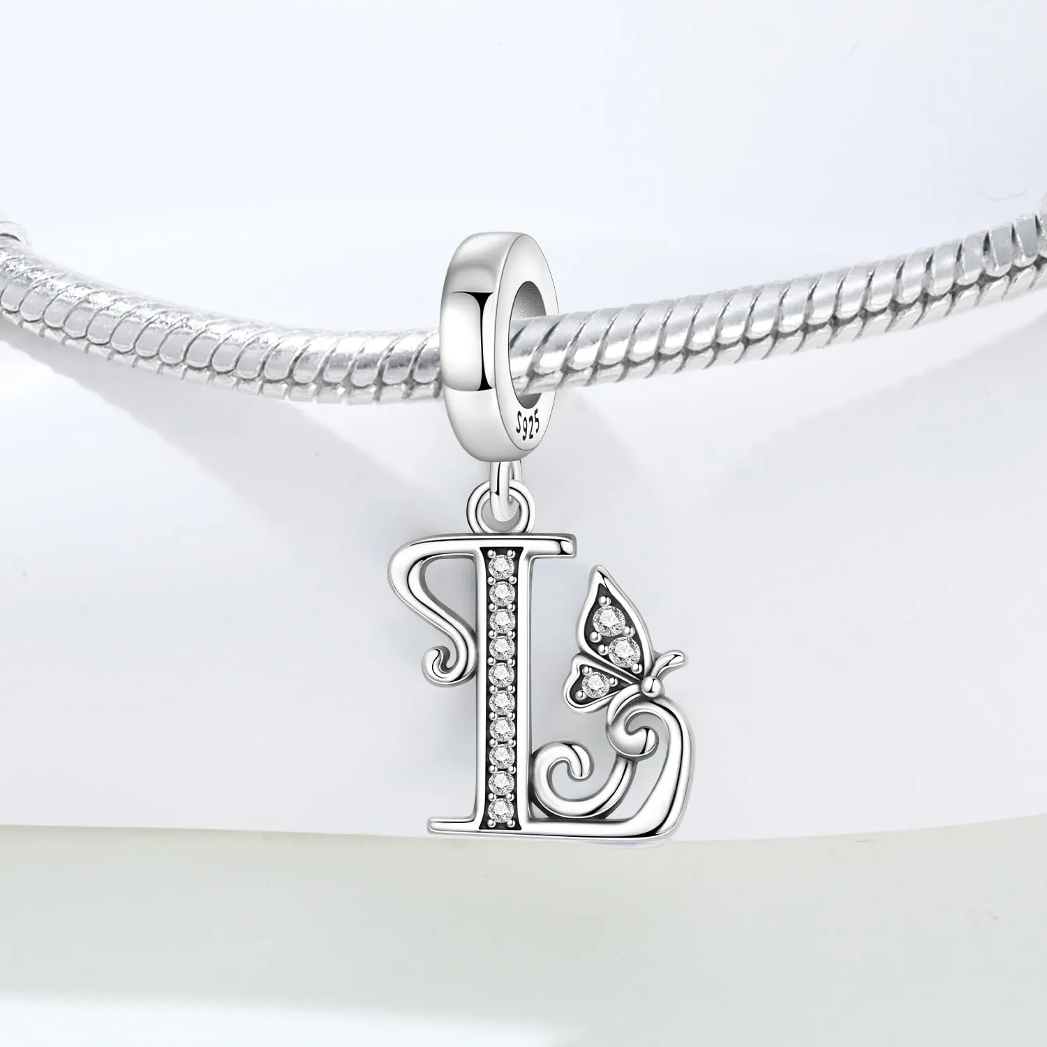PANPOKI Ciondoli a Forma di Lettera in Argento S925 e Zirconia per Bracciali e Collane Europei - immagine 5