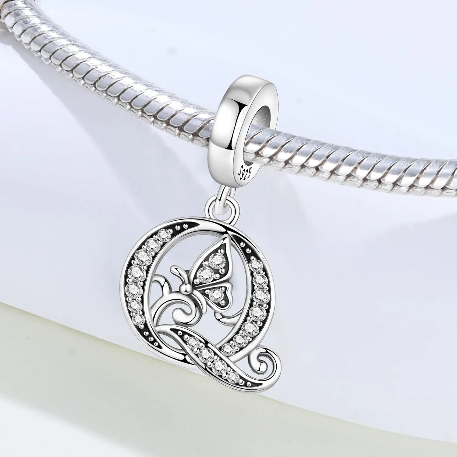 PANPOKI Ciondoli a Forma di Lettera in Argento S925 e Zirconia per Bracciali e Collane Europei - immagine 5
