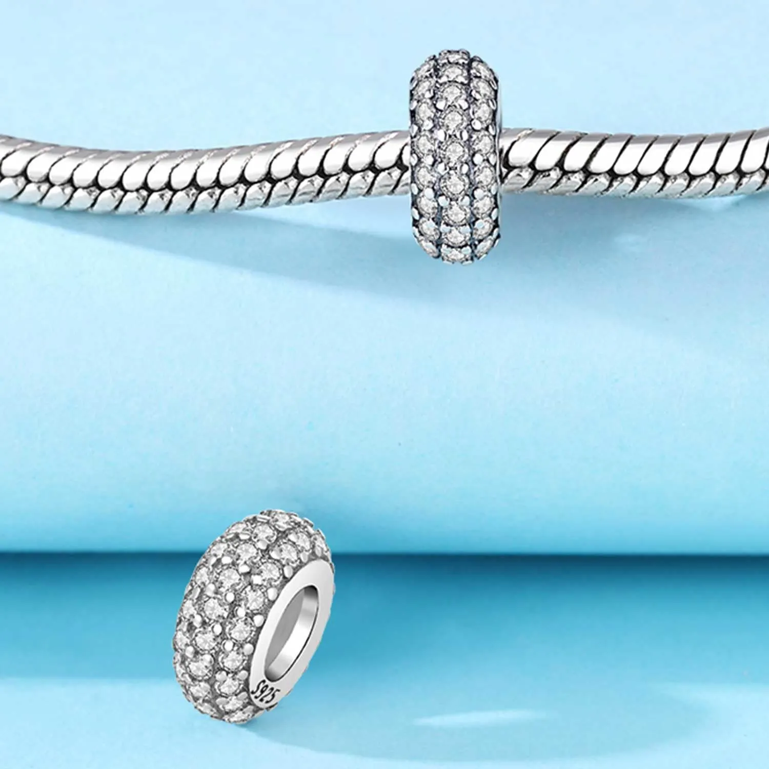 PANPOKI Set di 2 ciondoli a lettera a forma di farfalla in argento Sterling 925 con perline distanziatrici in pavé - immagine 8