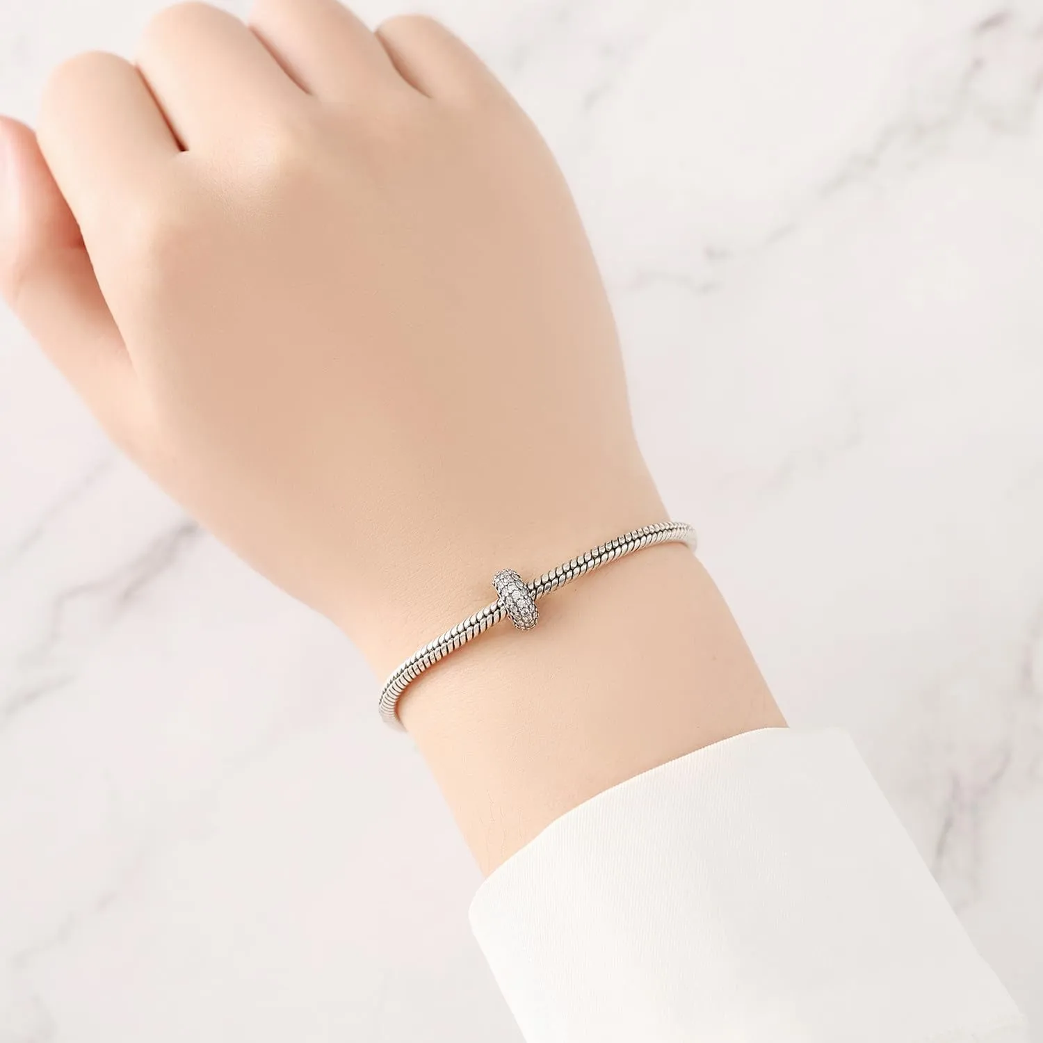 PANPOKI Set di 2 ciondoli a lettera farfalla in argento Sterling 925 con perline distanziatrici pavé - immagine 9