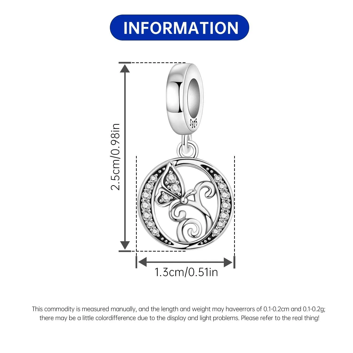 PANPOKI Ciondoli a forma di lettera in Argento S925 con Zirconia per bracciali e collane europei - immagine 2
