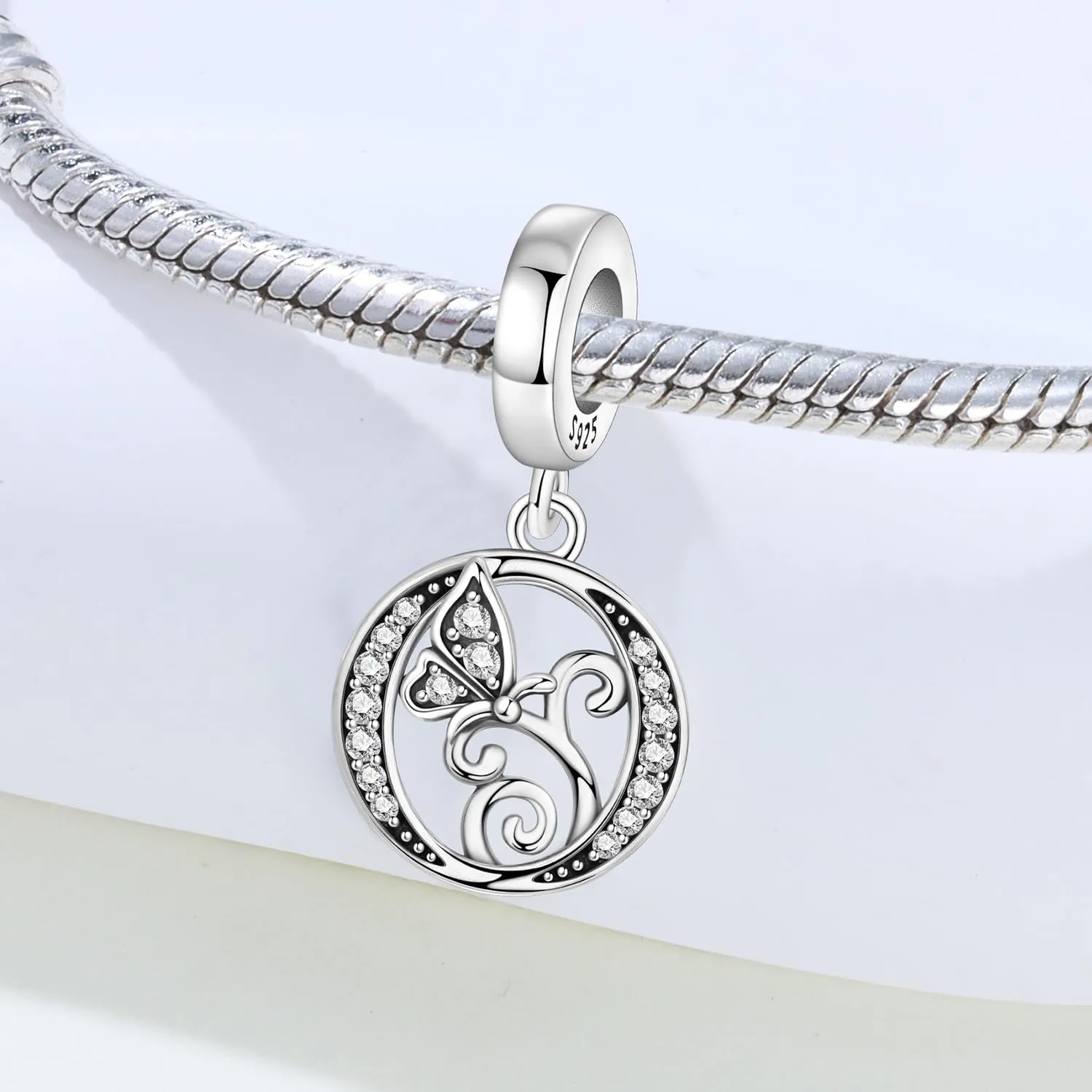 PANPOKI Ciondoli a forma di lettera in Argento S925 con Zirconia per bracciali e collane europei - immagine 5