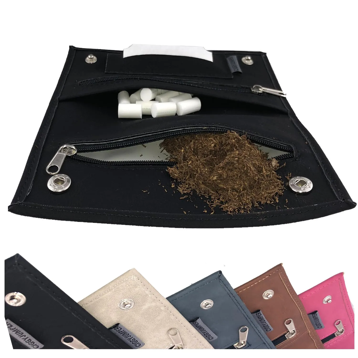 Ciggy Jumper Portatabacco in similpelle effetto vintage nero singolo - immagine 1
