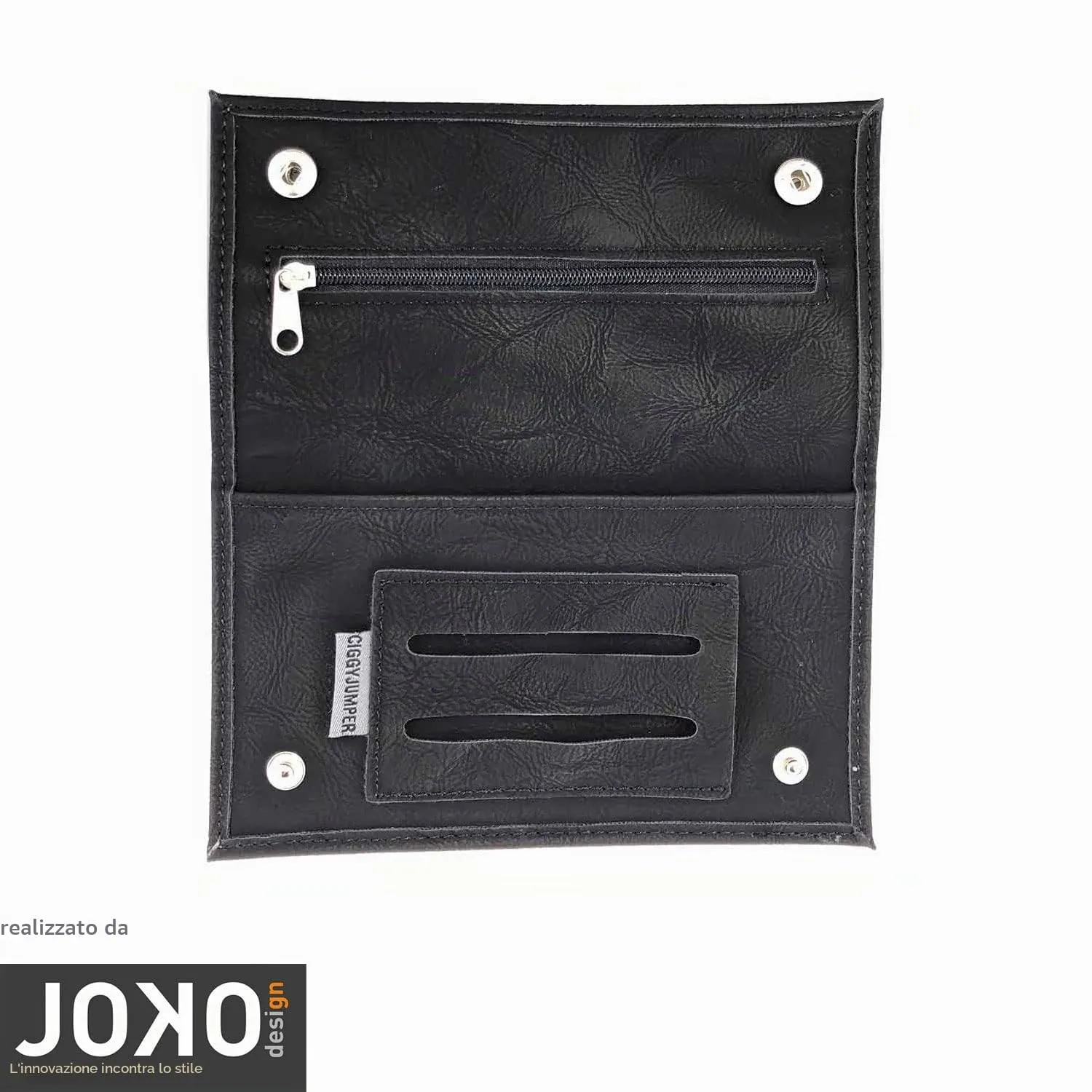 Ciggy Jumper Portatabacco in Similpelle Effetto Vintage, Nero Doppio - immagine 3
