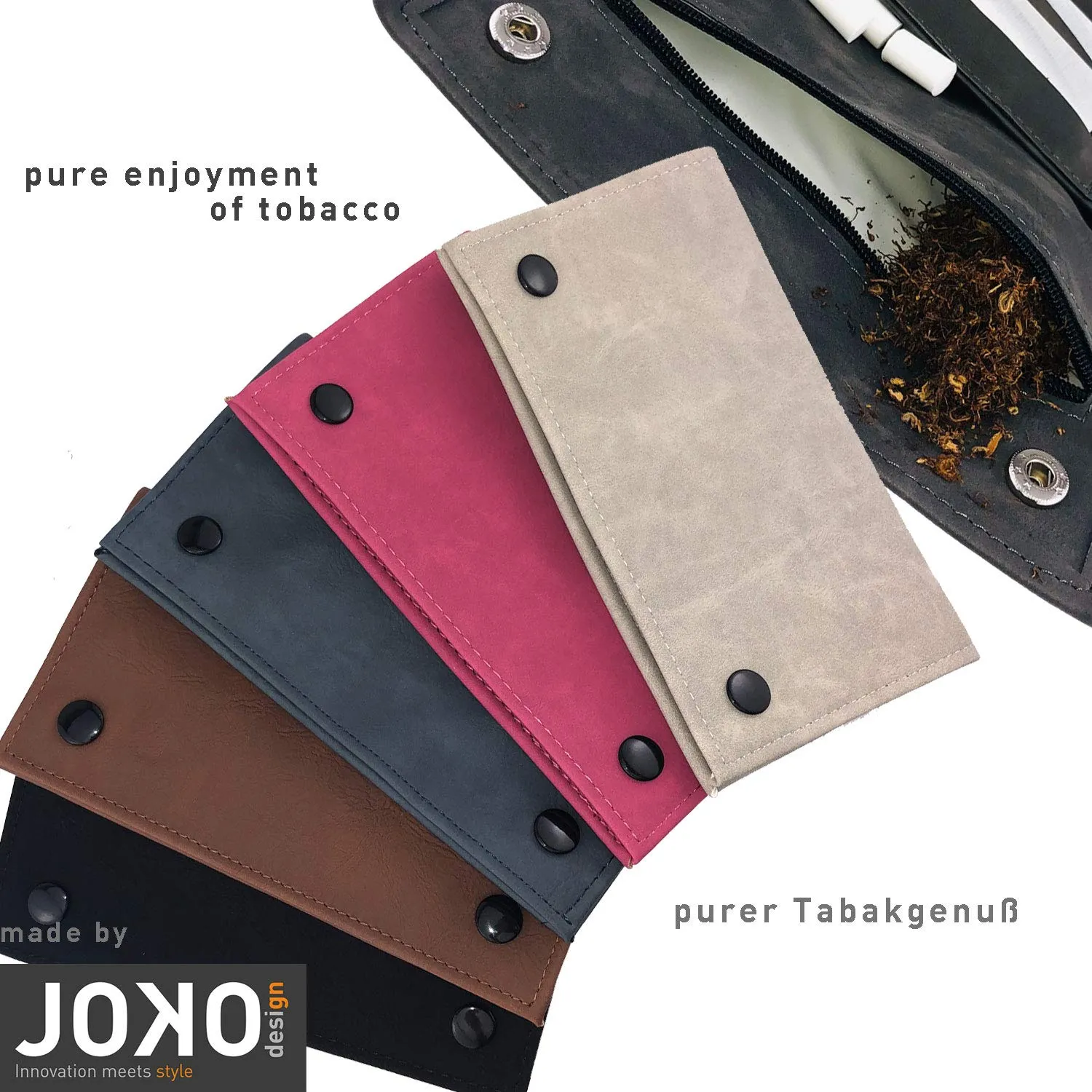 Ciggy Jumper Portatabacco in Similpelle Effetto Vintage, Nero Doppio - immagine 6