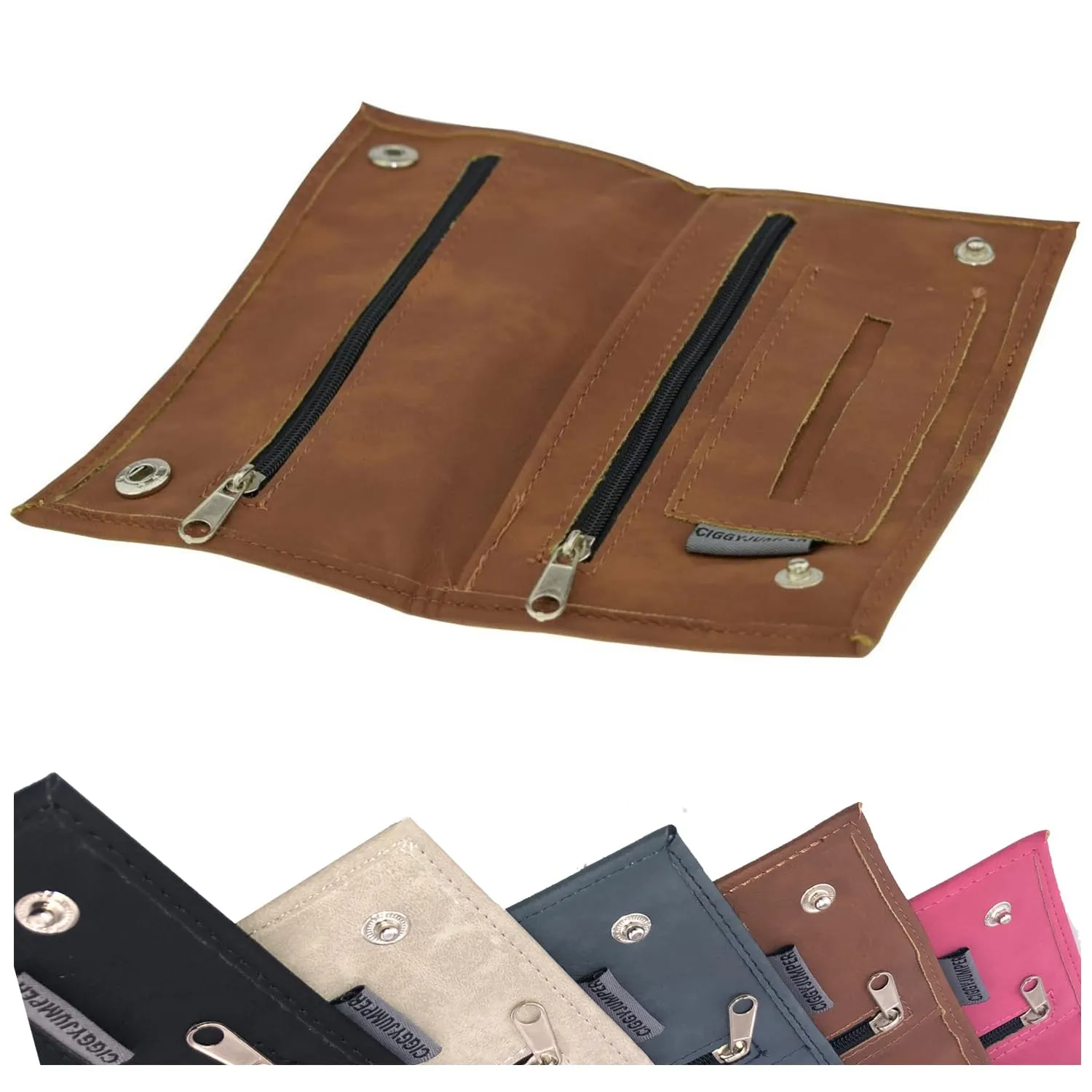 Ciggy Jumper Portatabacco in Similpelle Effetto Vintage, Cognac Singolo - immagine 1