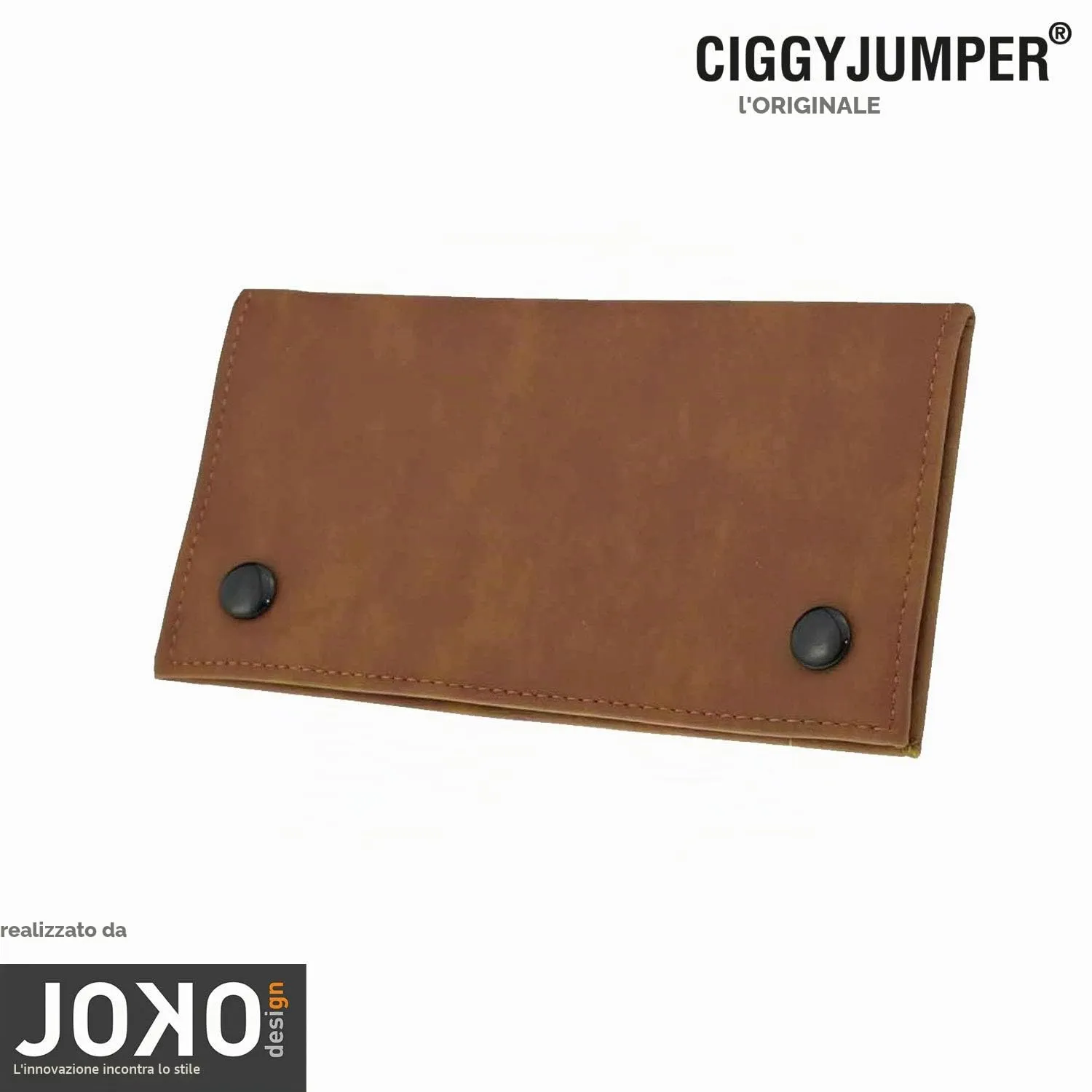 Ciggy Jumper Portatabacco in Similpelle Effetto Vintage, Cognac Doppio - immagine 2