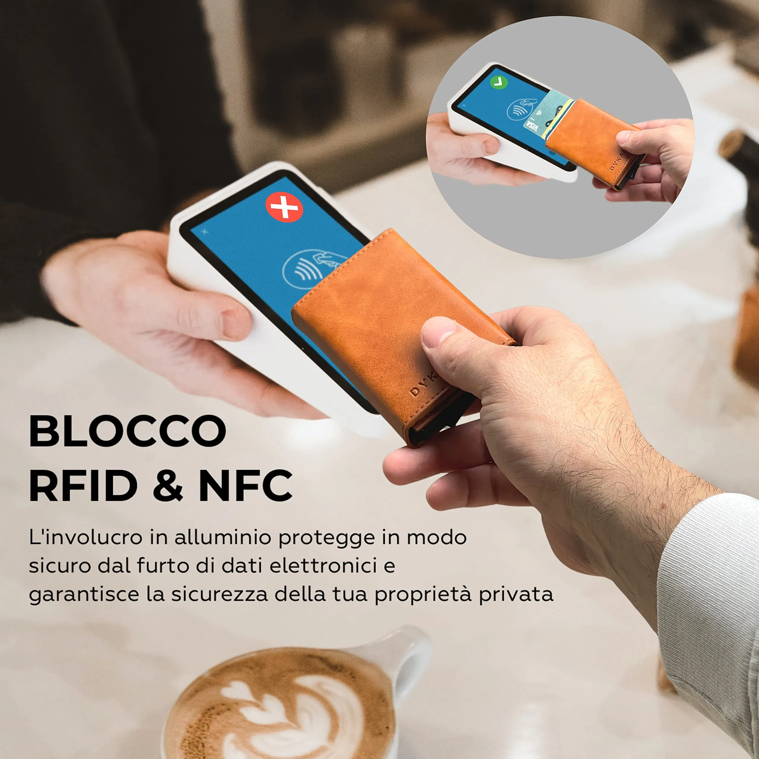 DYKANBO Portafoglio Uomo Slim con Sistema Pop-Up, Protezione RFID, Portamonete e Chiusura Magnetica - Grigio Chiaro - immagine 4