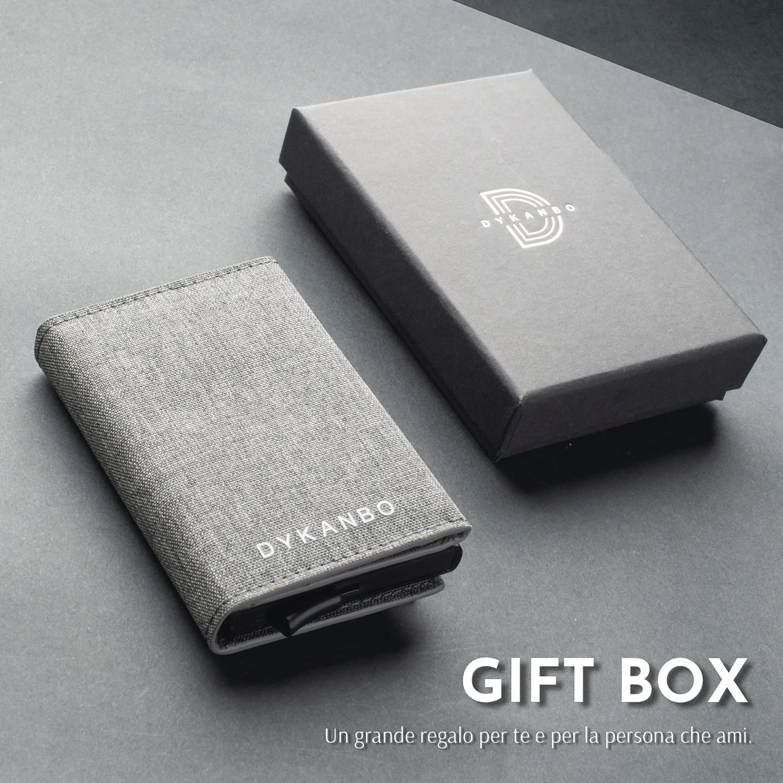 DYKANBO Portafoglio Uomo Slim con Sistema Pop-Up, Protezione RFID, Portamonete e Chiusura Magnetica - Grigio Chiaro - immagine 7