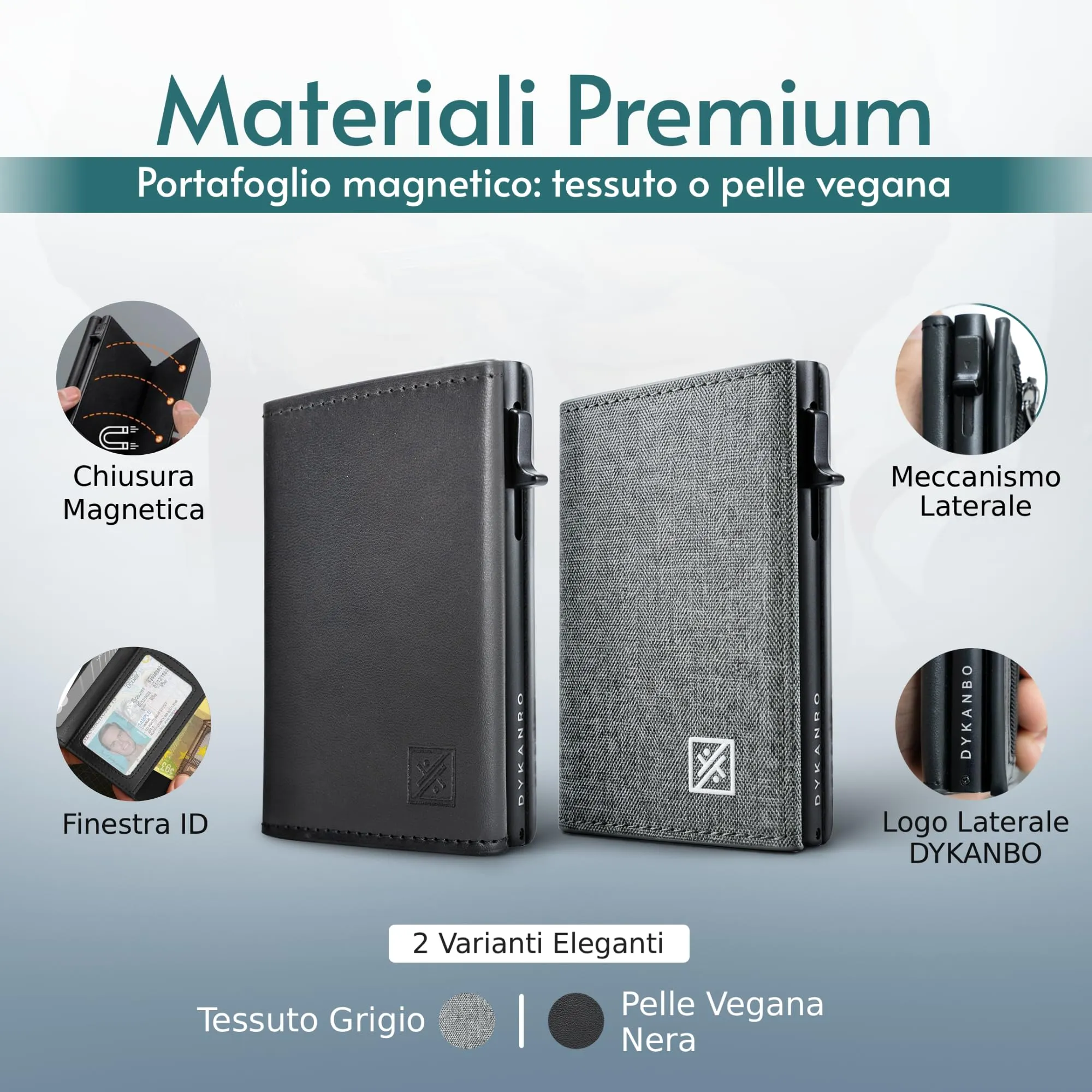 DYKANBO Portafoglio Uomo Slim con Portamonete e Portacarte Pop-Up RFID - immagine 6