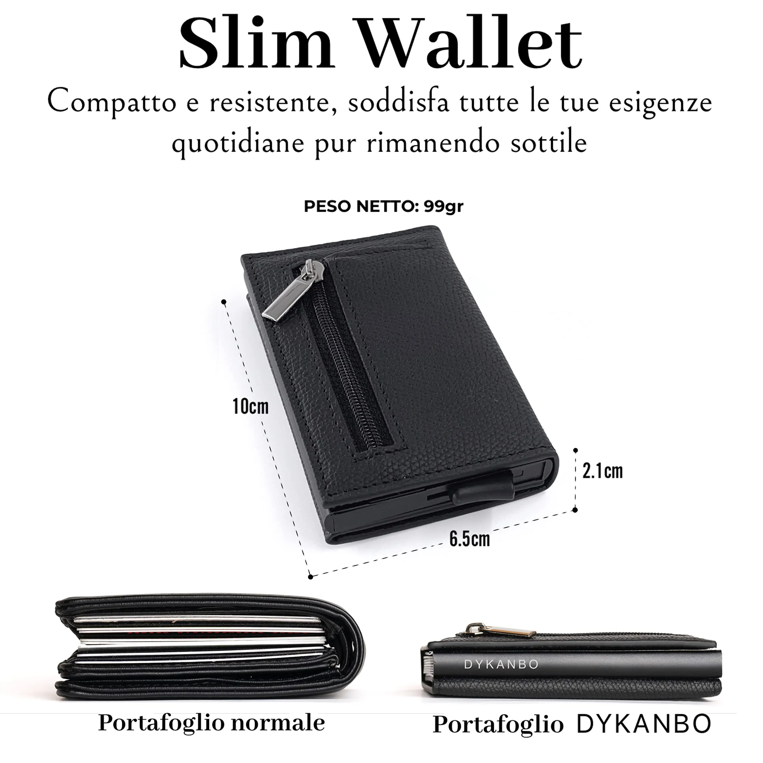DYKANBO Portafoglio Uomo Slim con Sistema Pop-Up e Protezione RFID, Portacarte con Portamonete e Chiusura Magnetica, Marrone - immagine 5
