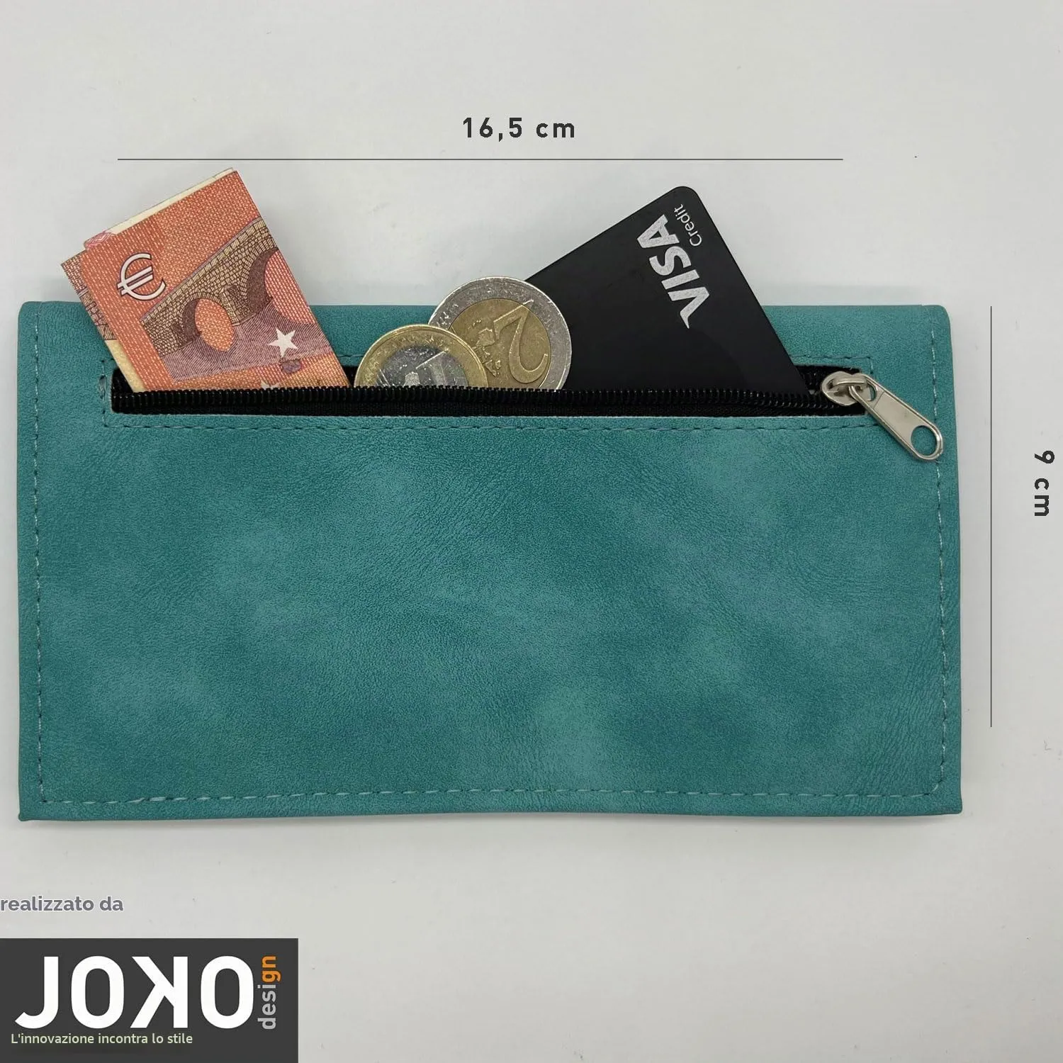 Ciggy Jumper Borsa per tabacco girevole in finta pelle con scomparti per filtri, cartine e accendino, Turchese Double - immagine 5