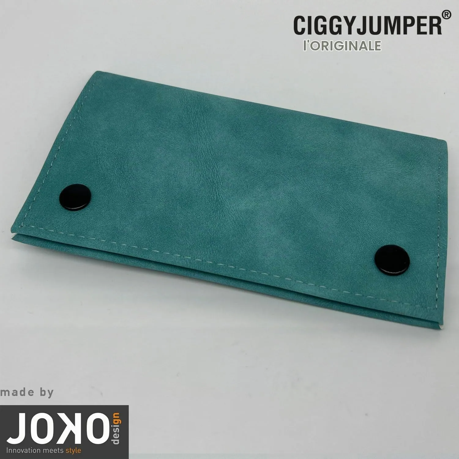 Ciggy Jumper Borsa porta tabacco in similpelle, scomparto singolo, turchese - immagine 2