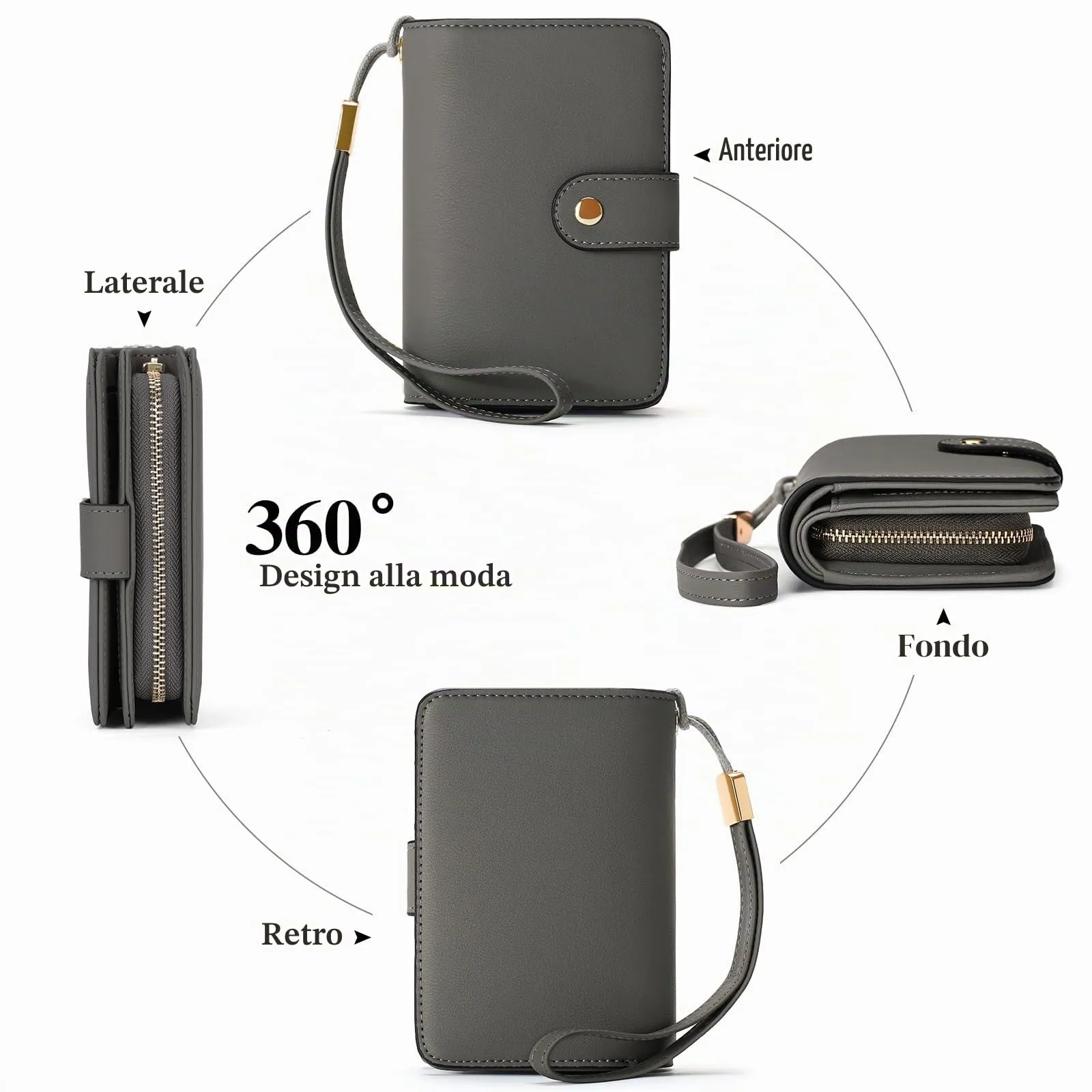 GAEKEAO Portafoglio Donna Piccolo con Bloccaggio RFID, Portamonete con Cerniera e Chiusura a Scatto, Scomparti per Carte Multipli - immagine 5
