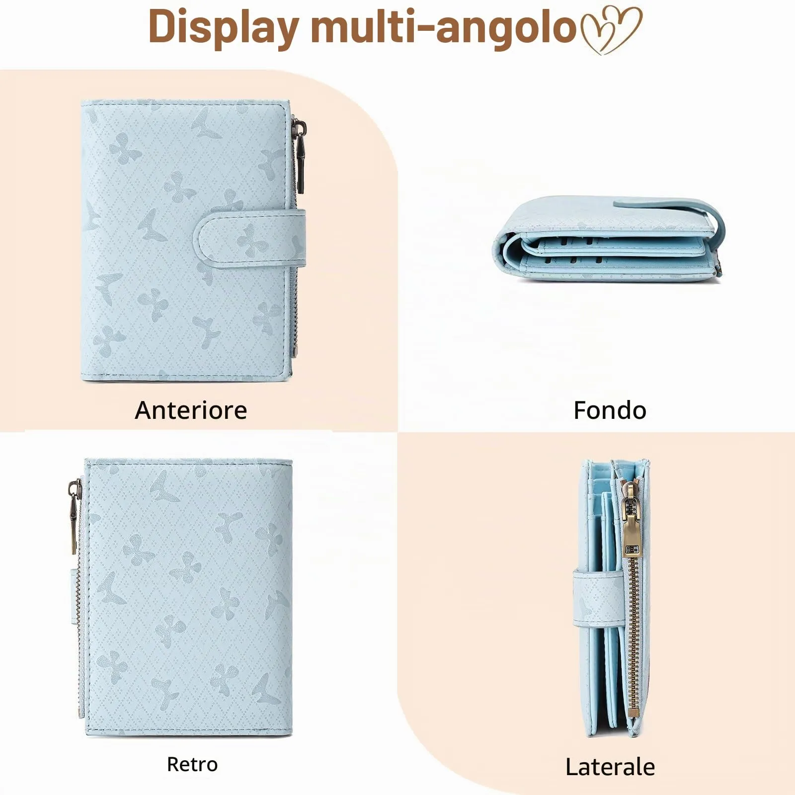 GAEKEAO Portafoglio da Donna in Pelle Vegana con Blocco RFID, Chiusura a Cerniera e Scomparto Carte - immagine 4