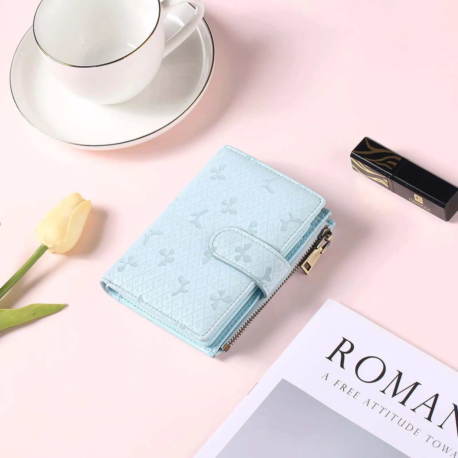 GAEKEAO Portafoglio da Donna in Pelle Vegana con Blocco RFID, Chiusura a Cerniera e Scomparto Carte - immagine 7