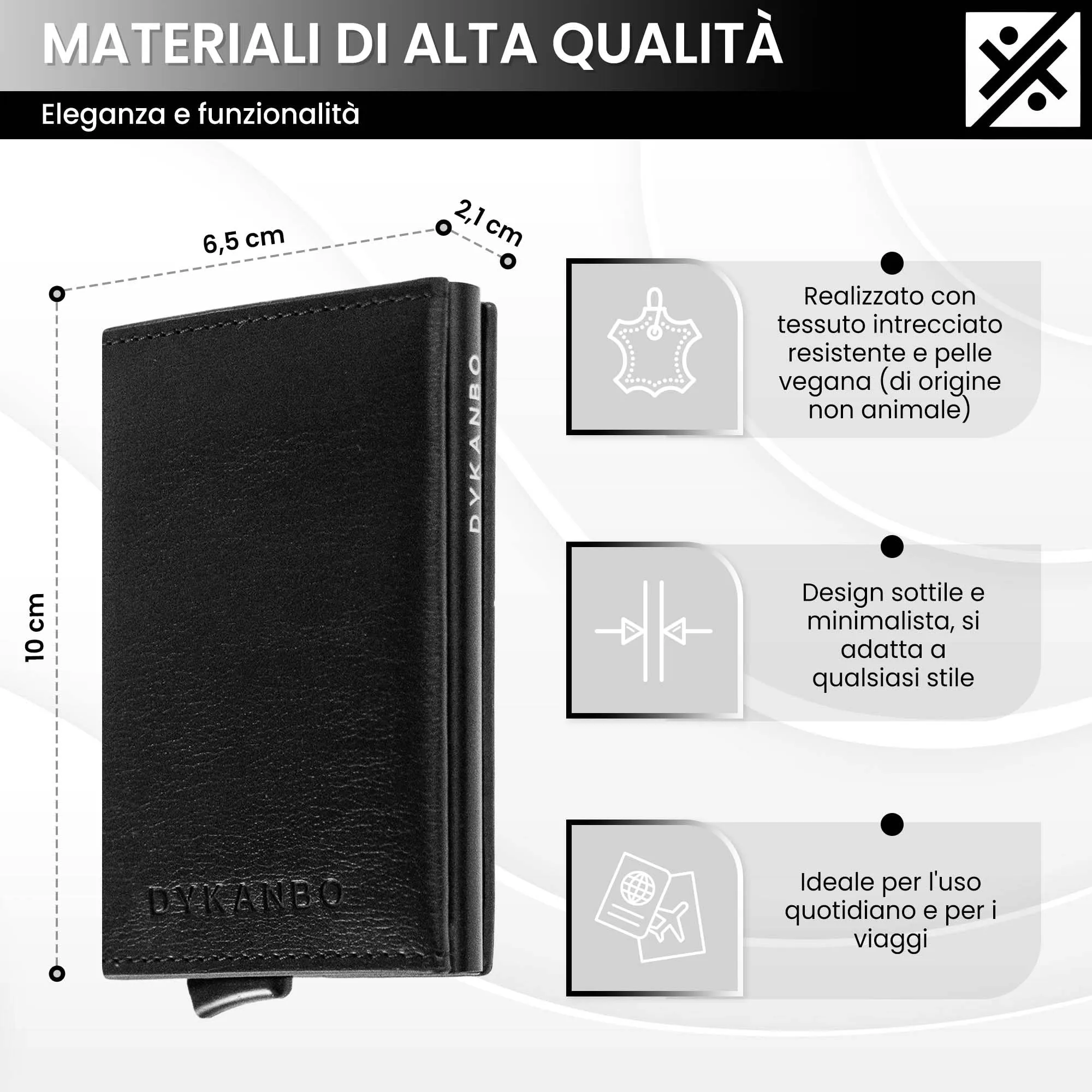 DYKANBO Portafoglio Uomo Slim con Sistema Pop-Up, Protezione RFID e Chiusura Magnetica - immagine 2
