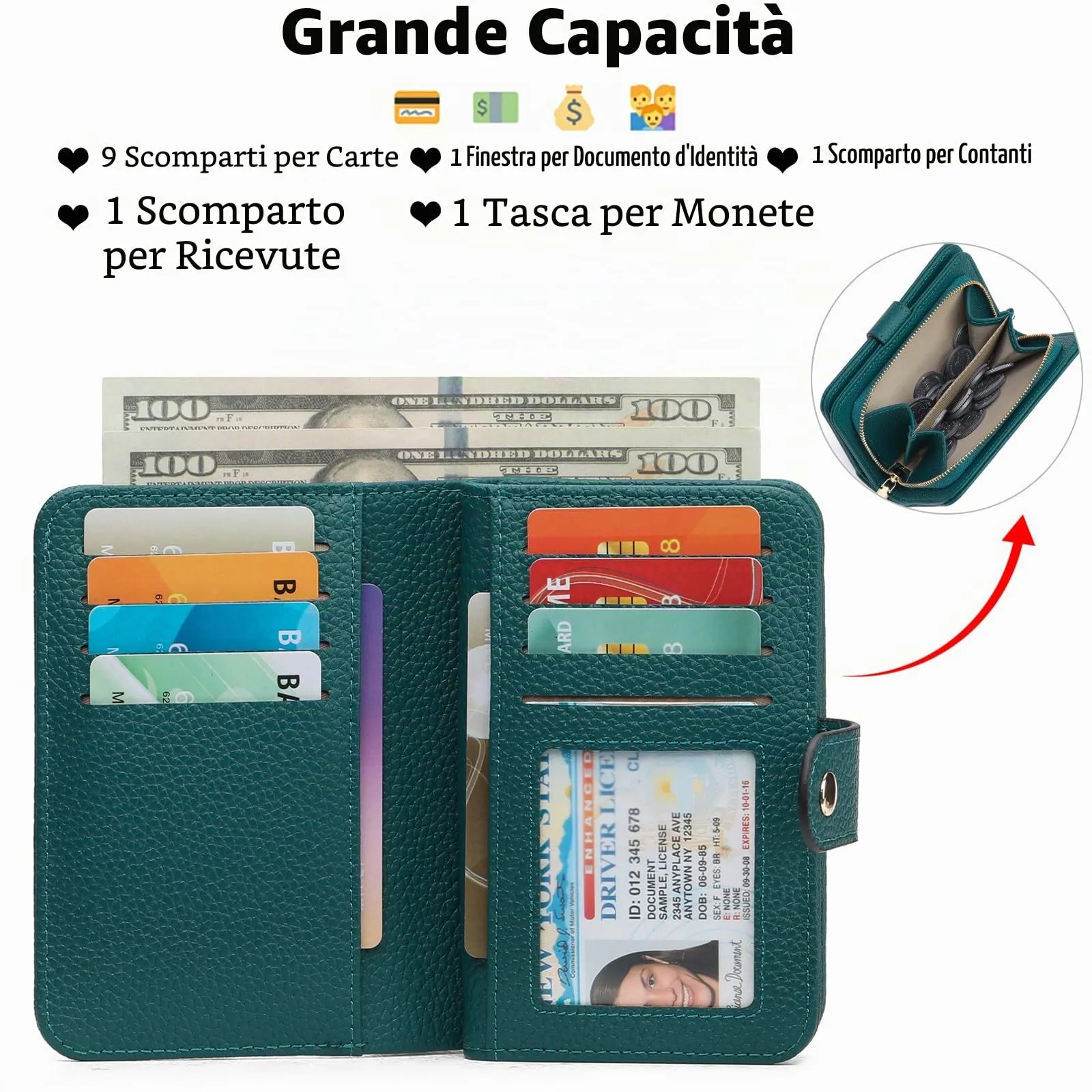 GAEKEAO Portafoglio Donna Piccolo RFID con Cerniera e Chiusura a Scatto - immagine 2