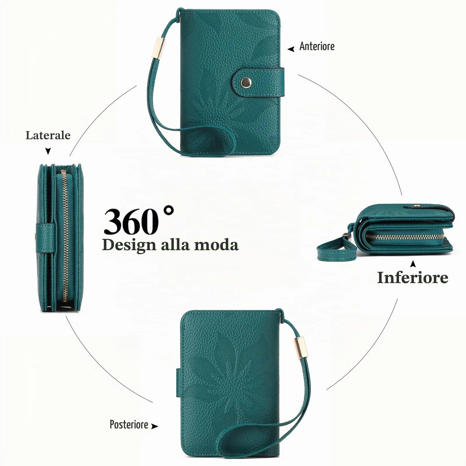 GAEKEAO Portafoglio Donna Piccolo RFID con Cerniera e Chiusura a Scatto - immagine 5