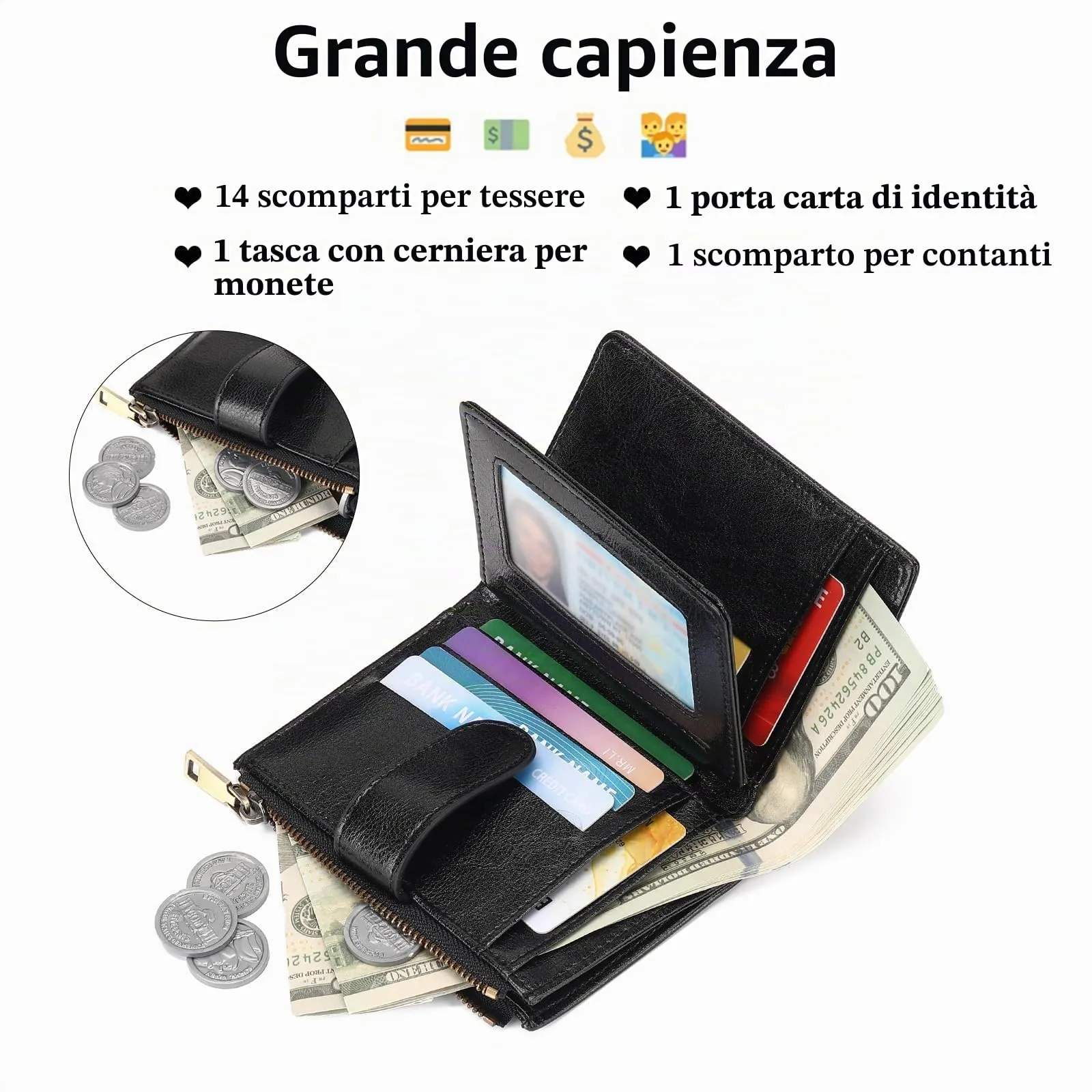 GAEKEAO Portafoglio da donna in pelle vegana con blocco RFID e chiusura a cerniera - immagine 2