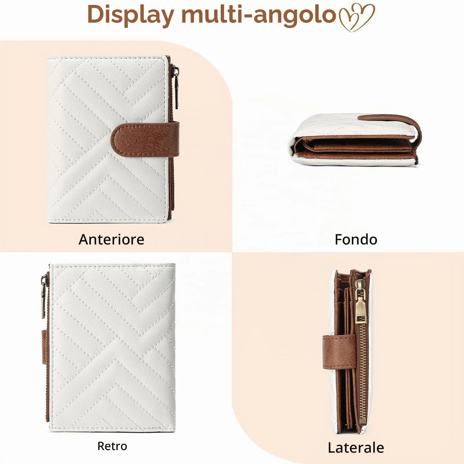 GAEKEAO Portafoglio piccolo da donna in pelle vegana con blocco RFID e chiusura a cerniera - immagine 4