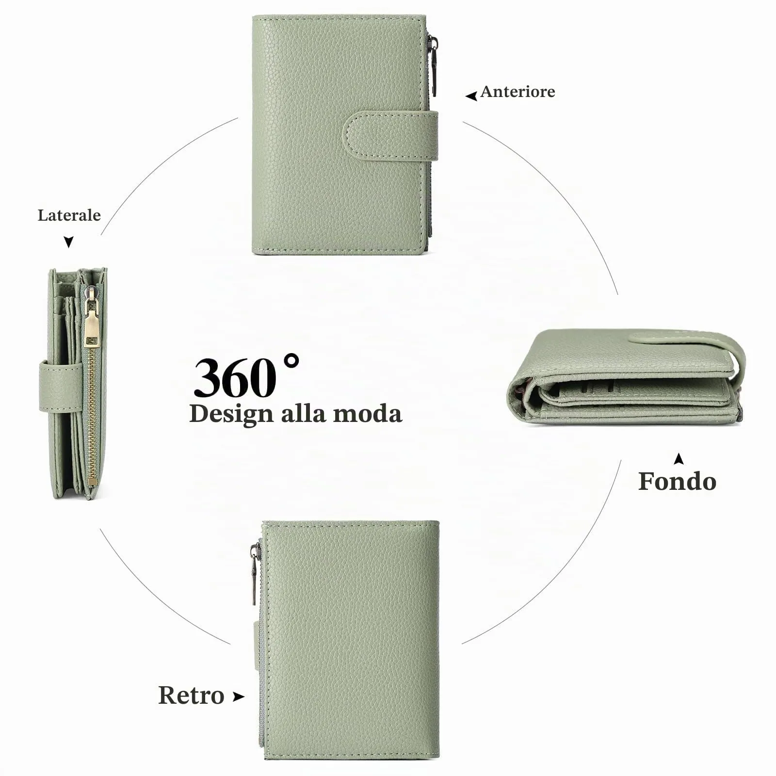 GAEKEAO Portafoglio Piccolo da Donna in Pelle Vegana con Blocco RFID e Chiusura a Cerniera - immagine 4