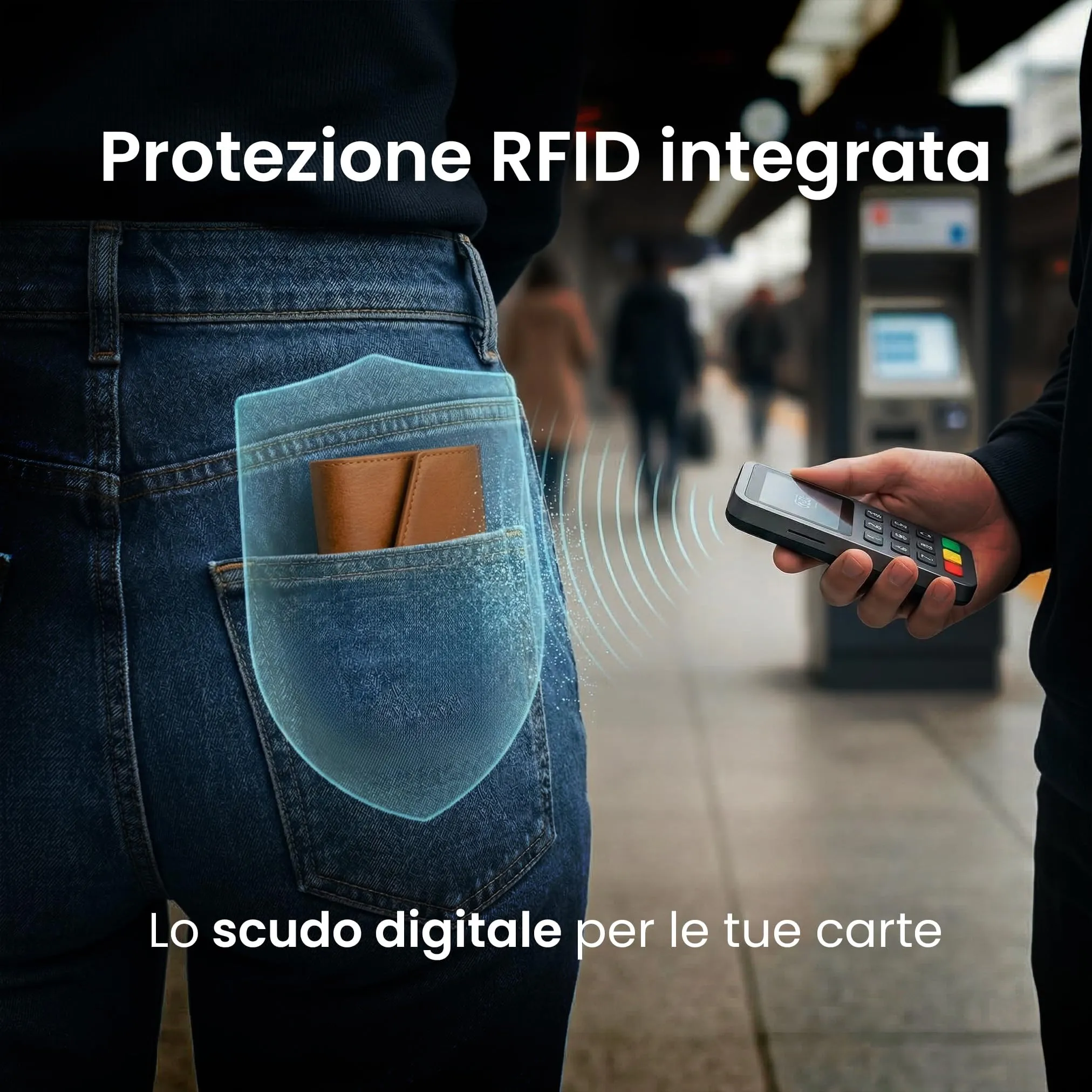 TECHMADE Portafoglio MagSafe con Adattatore Magnetico, Tripla Tasca per 6 Carte e Banconote, Blocco RFID, Brown Scuro - immagine 5