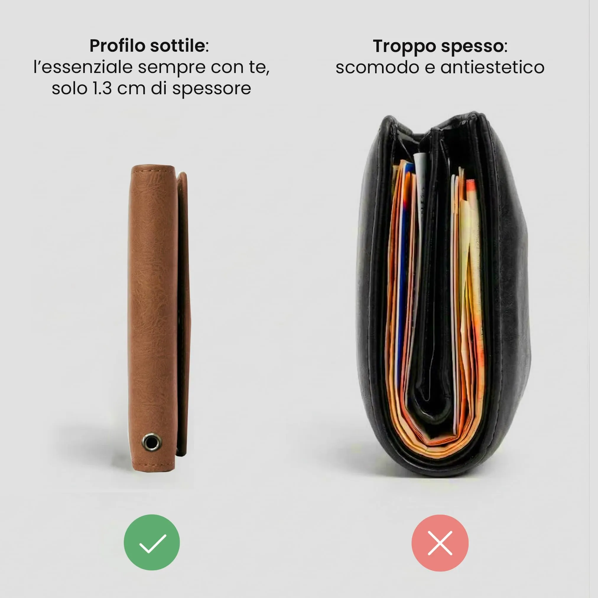 TECHMADE Portafoglio MagSafe con Adattatore Magnetico, Tripla Tasca per 6 Carte e Banconote, Blocco RFID, Brown Scuro - immagine 7
