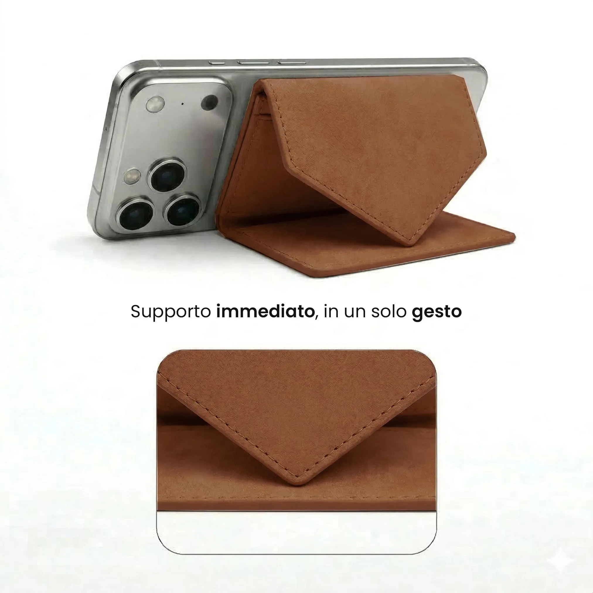 TECHMADE Portafoglio MagSafe con Adattatore Magnetico, Tripla Tasca per 6 Carte e Banconote, Blocco RFID, Brown Scuro - immagine 9