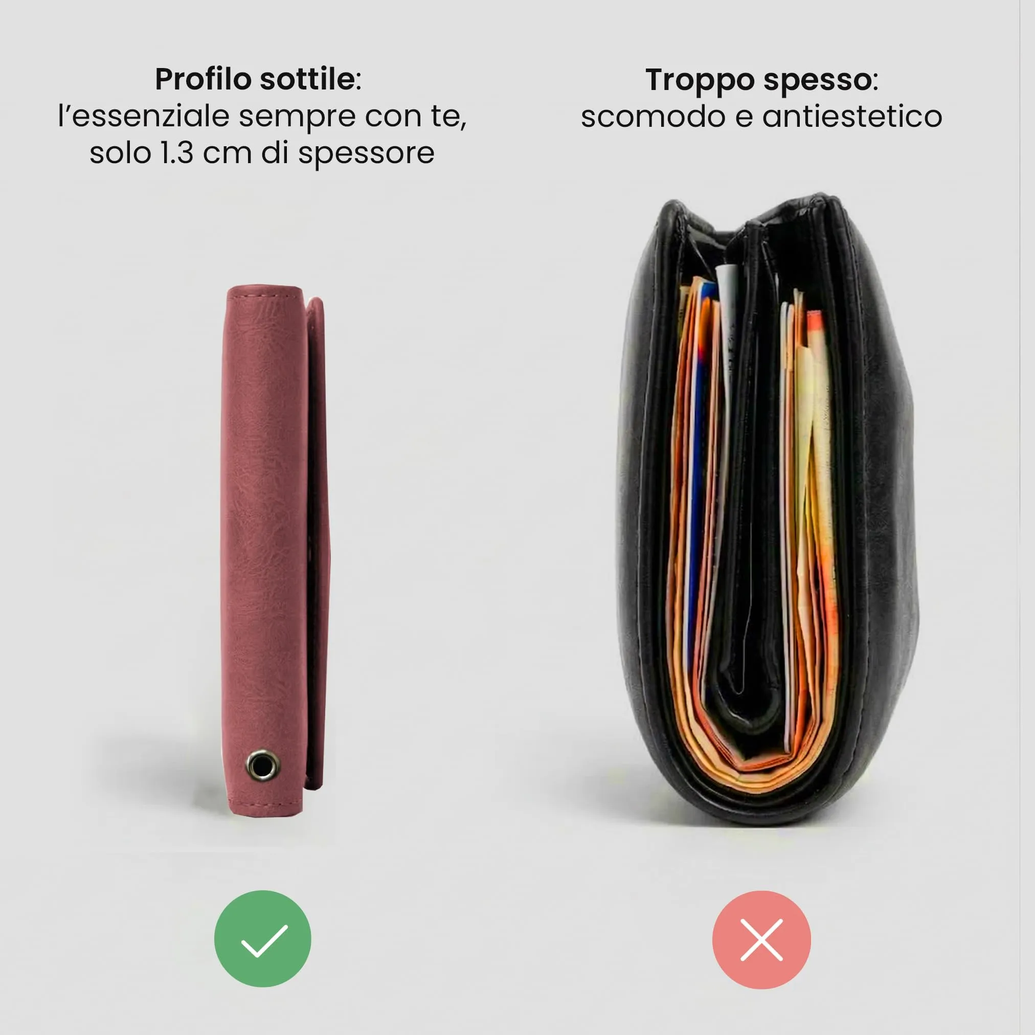 TECHMADE Portafoglio MagSafe con Adattatore Magnetico, Tripla Tasca per 6 Carte e Banconote, Blocco RFID, Rosso - immagine 7